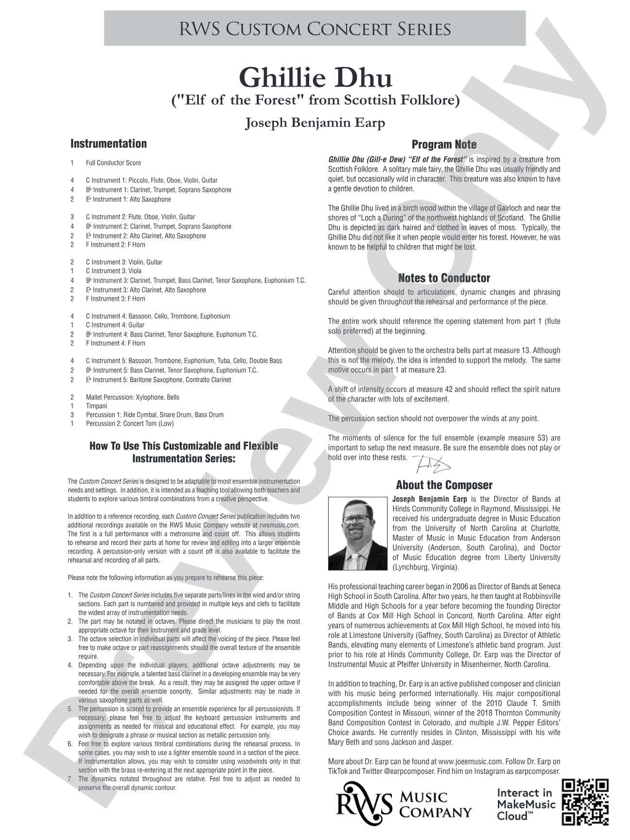 Ghillie Dhu - "Elf of the Forest" from Scottish Folklore: Score