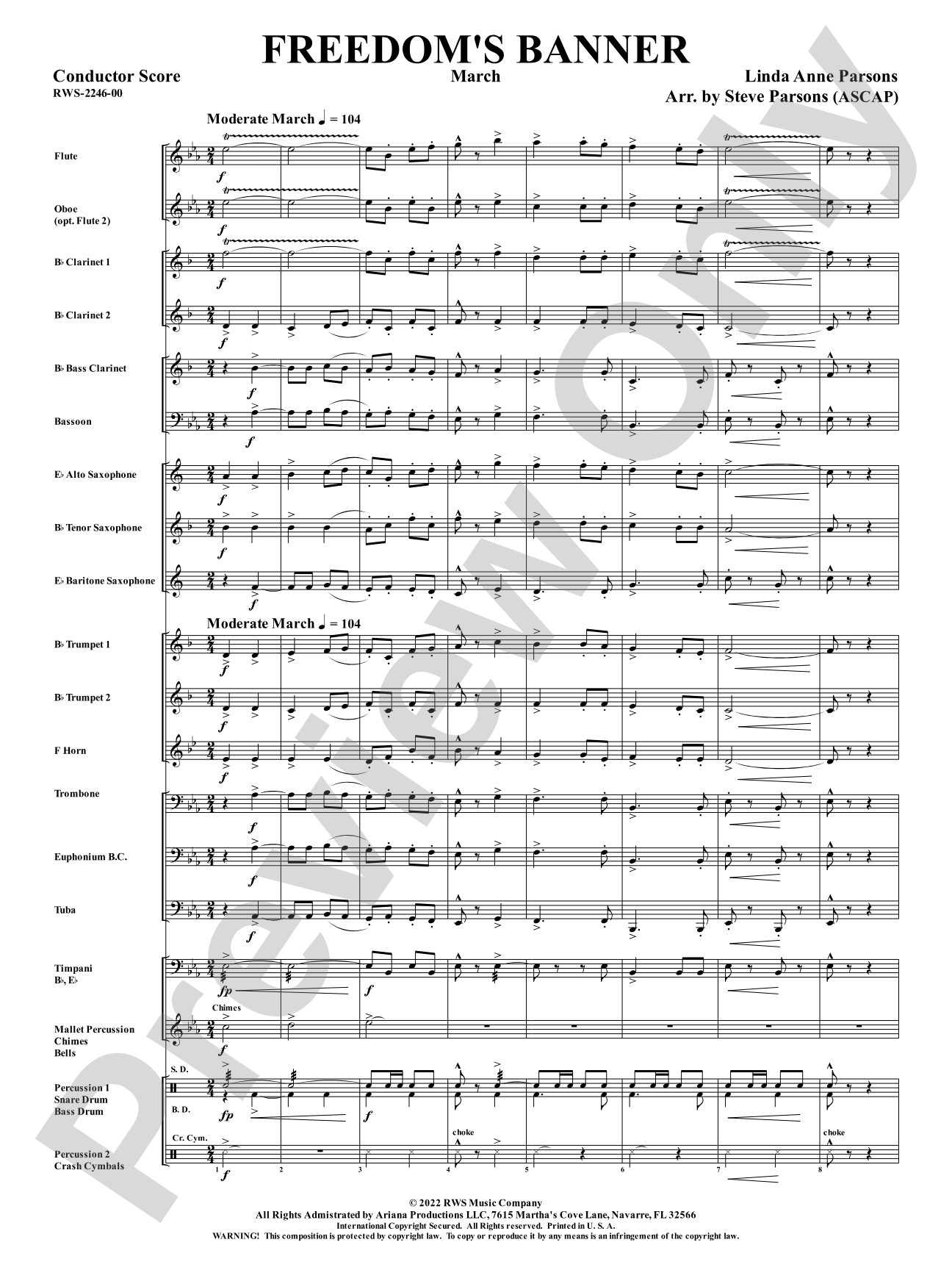 Freedom's Banner - March: Concert Band Conductor Score & Parts