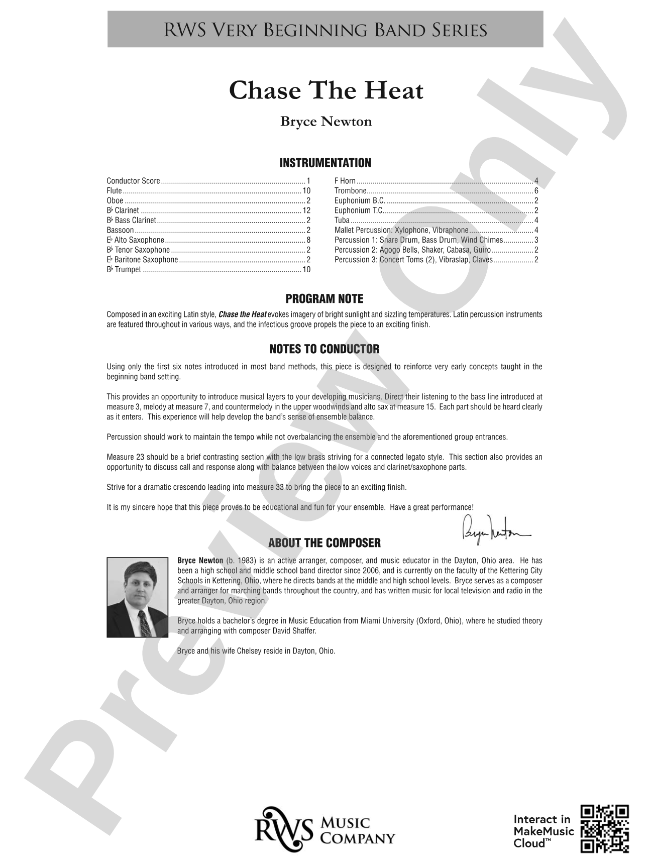 Chase the Heat: Concert Band Conductor Score & Parts