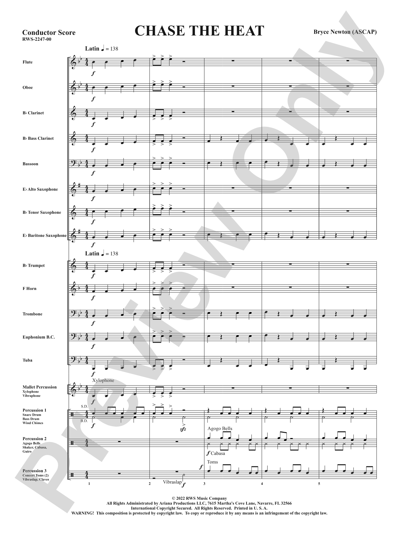 Chase the Heat: Concert Band Conductor Score & Parts