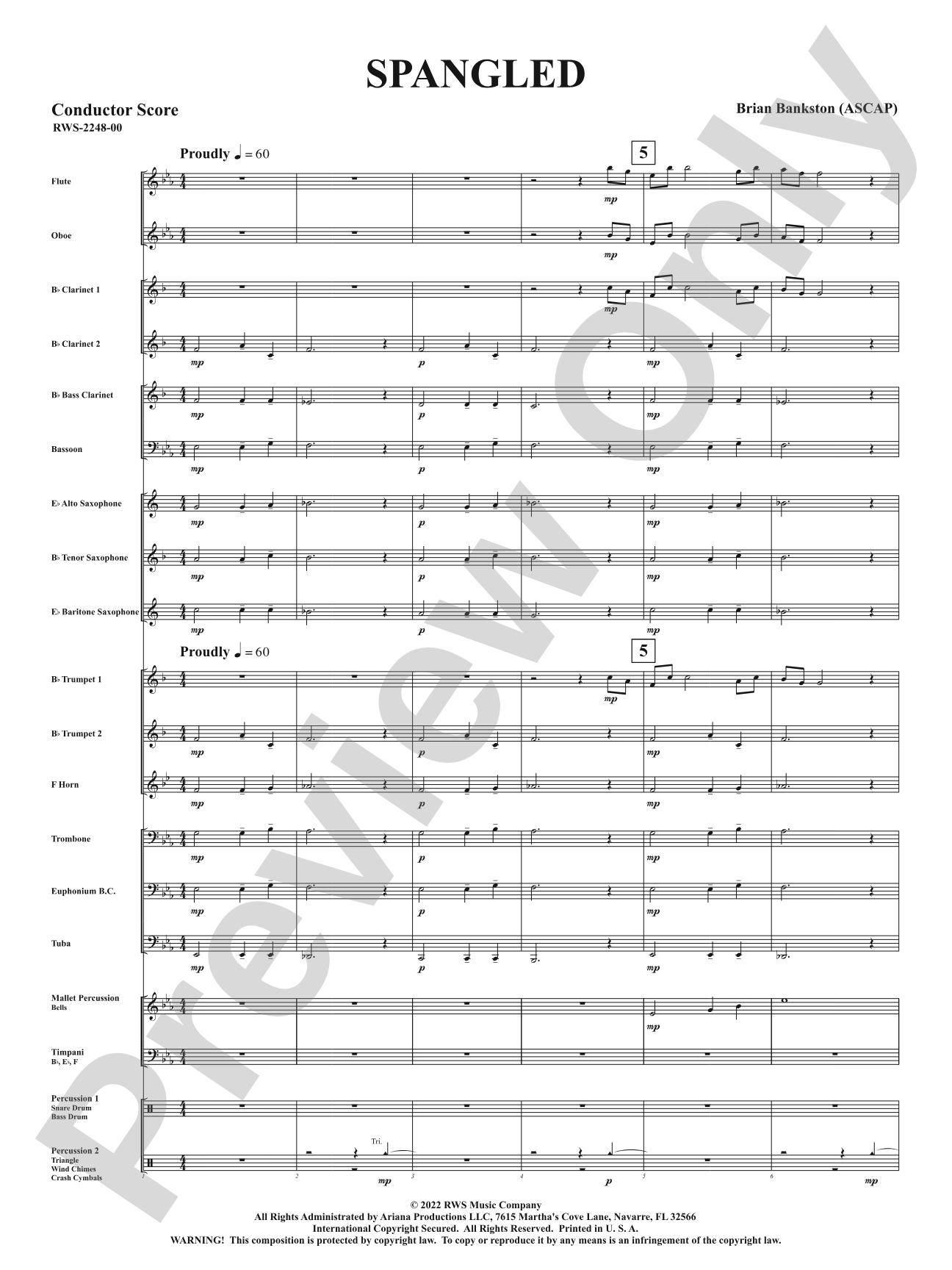 Spangled: Concert Band Conductor Score & Parts