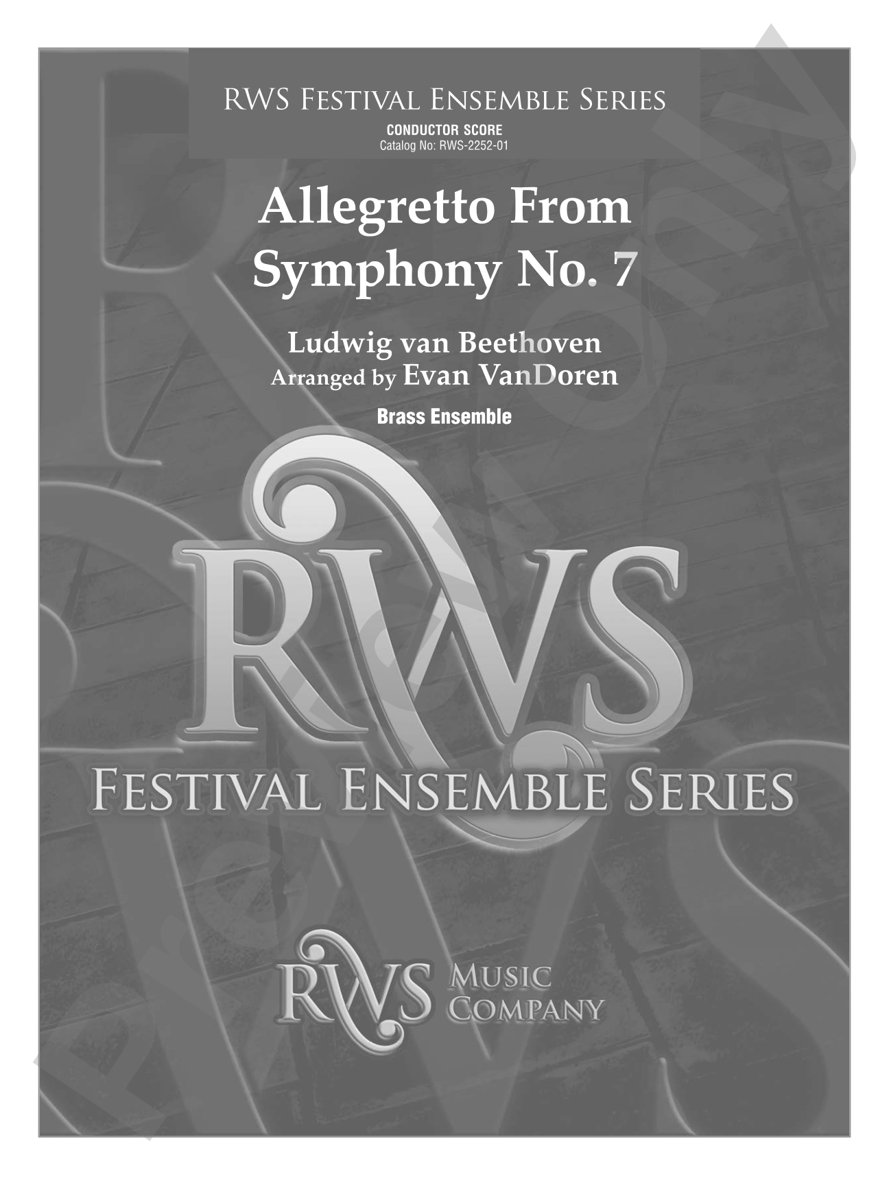 Allegretto from <i>Symphony No. 7</i> - Brass Ensemble: Brass Ensemble Conductor Score & Parts
