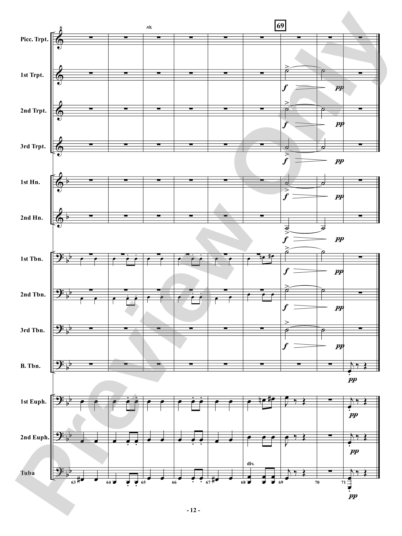 Allegretto from <i>Symphony No. 7</i> - Brass Ensemble: Brass Ensemble Conductor Score & Parts