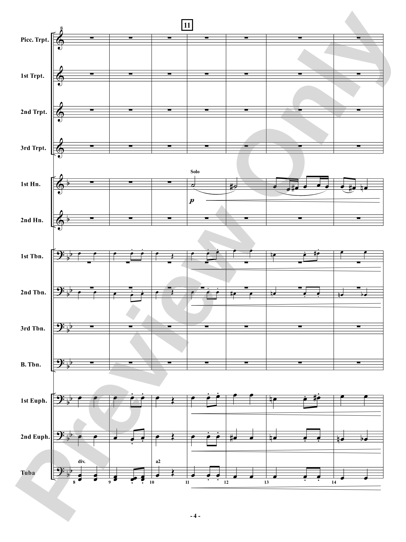 Allegretto from <i>Symphony No. 7</i> - Brass Ensemble: Brass Ensemble Conductor Score & Parts