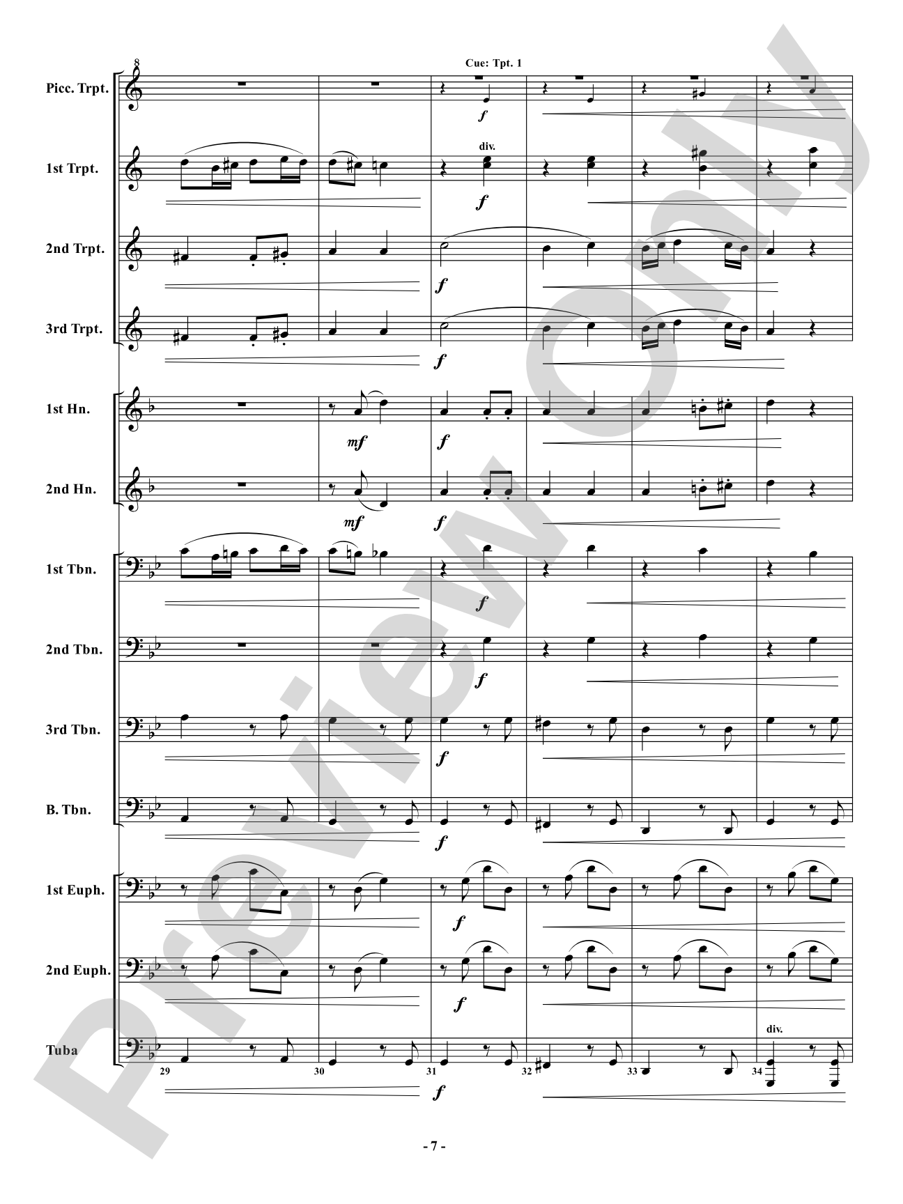 Allegretto from <i>Symphony No. 7</i> - Brass Ensemble: Brass Ensemble Conductor Score & Parts