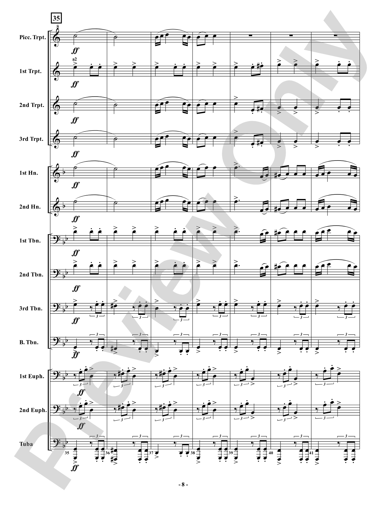Allegretto from <i>Symphony No. 7</i> - Brass Ensemble: Brass Ensemble Conductor Score & Parts