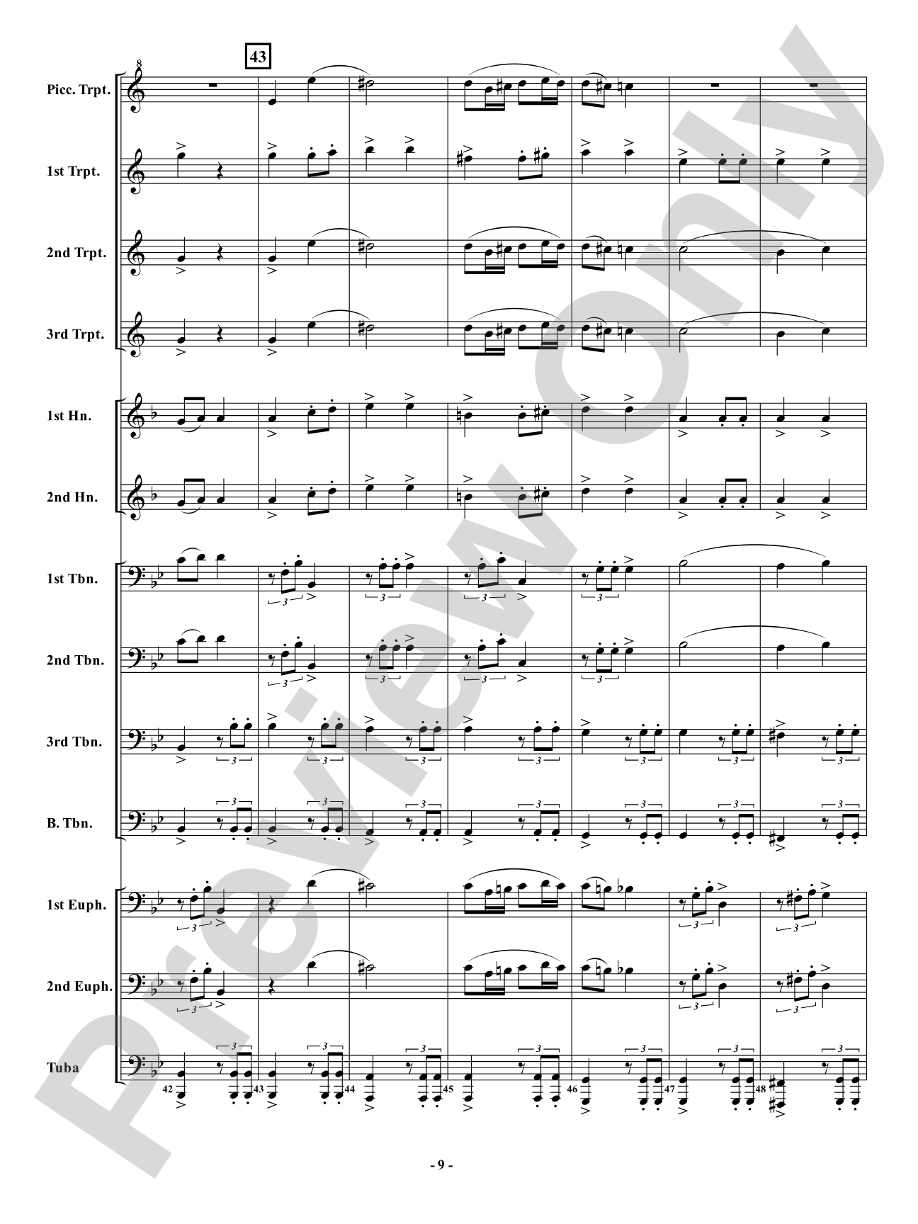 Allegretto from <i>Symphony No. 7</i> - Brass Ensemble: Brass Ensemble Conductor Score & Parts