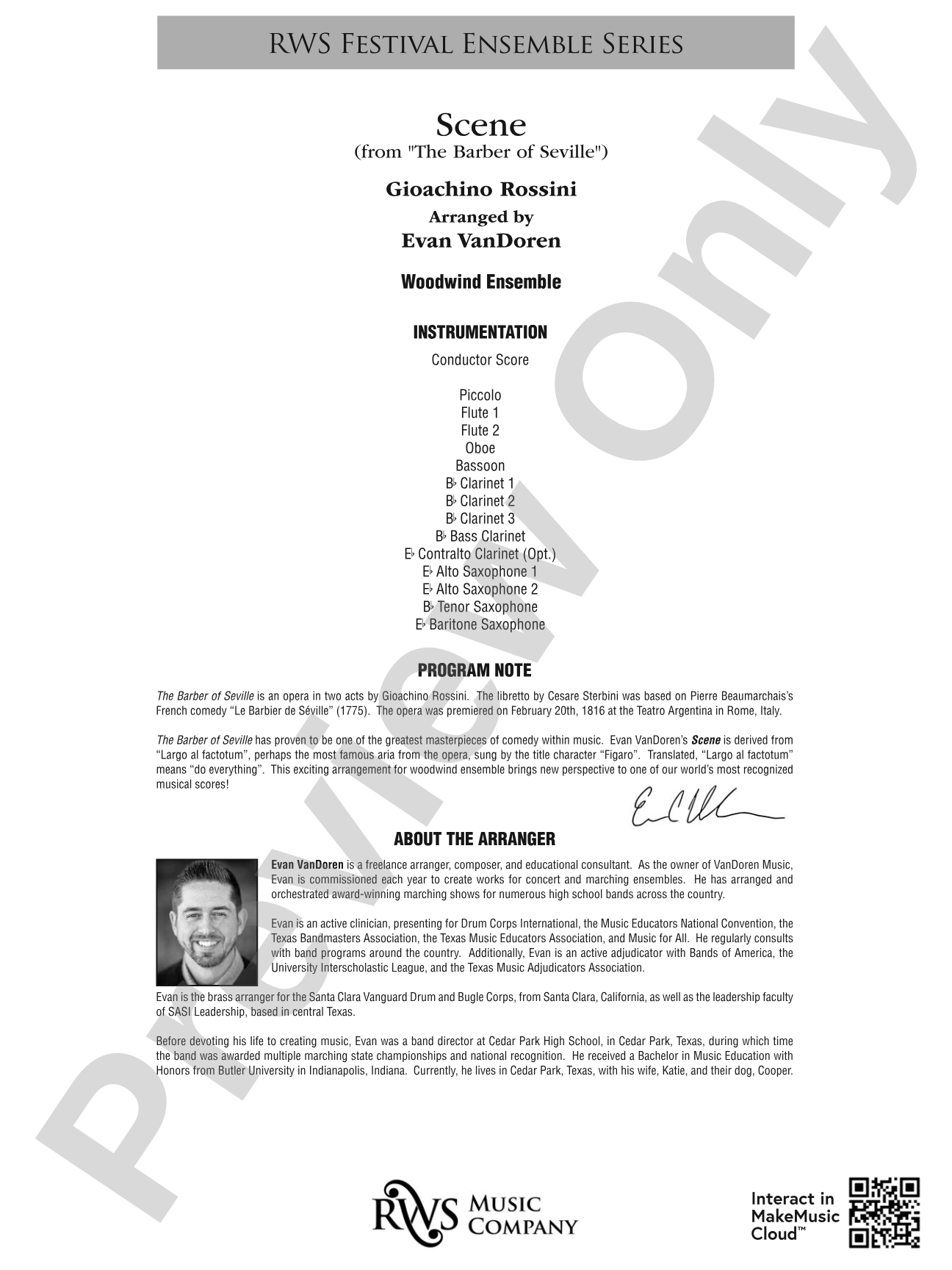 Scene - From <i>The Barber of Seville</i>: Woodwind Ensemble Conductor Score & Parts