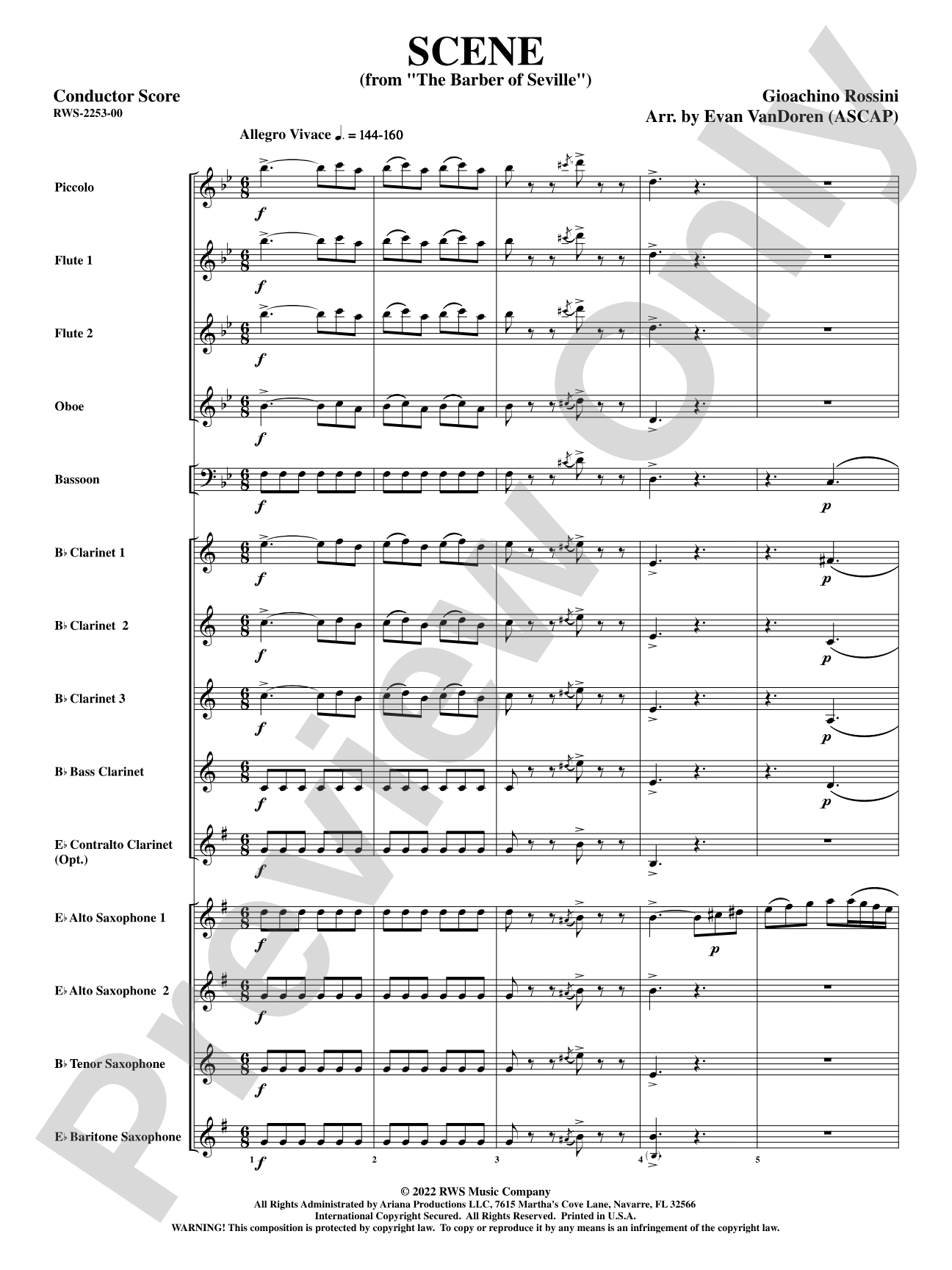 Scene - From <i>The Barber of Seville</i>: Woodwind Ensemble Conductor Score & Parts