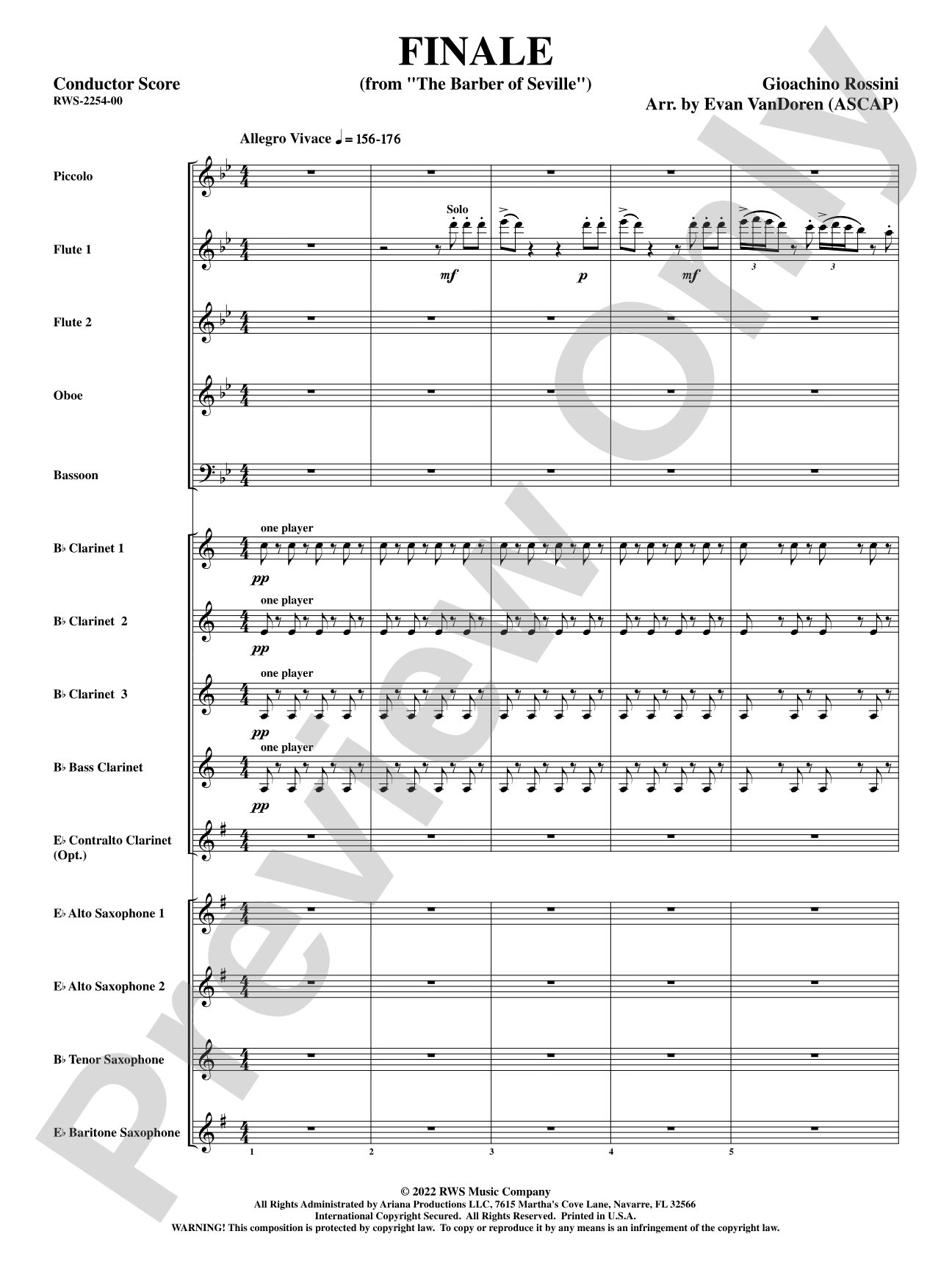Finale - From <i>The Barber of Seville</i>: Woodwind Ensemble Conductor Score & Parts