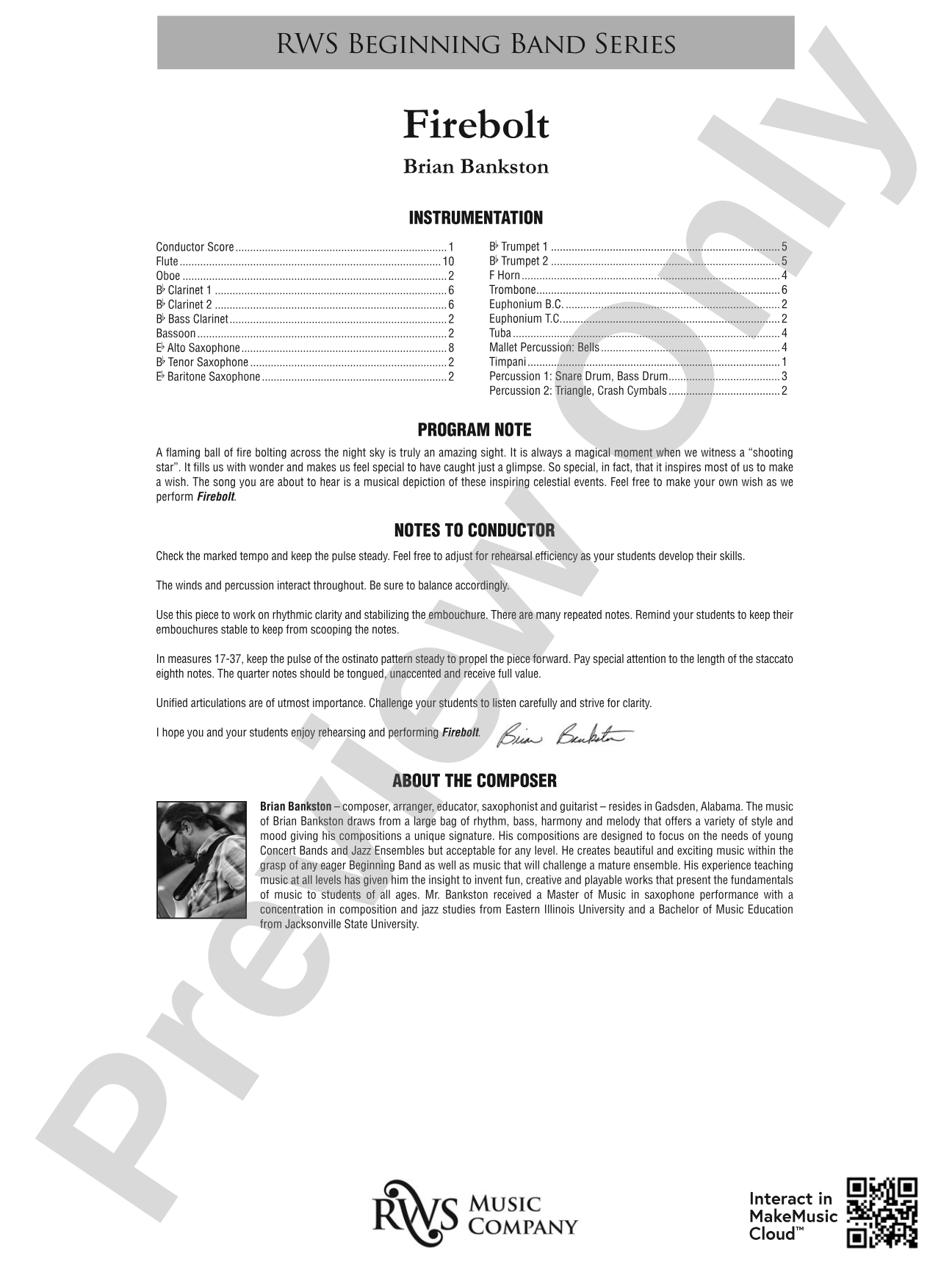 Firebolt: Concert Band Conductor Score & Parts