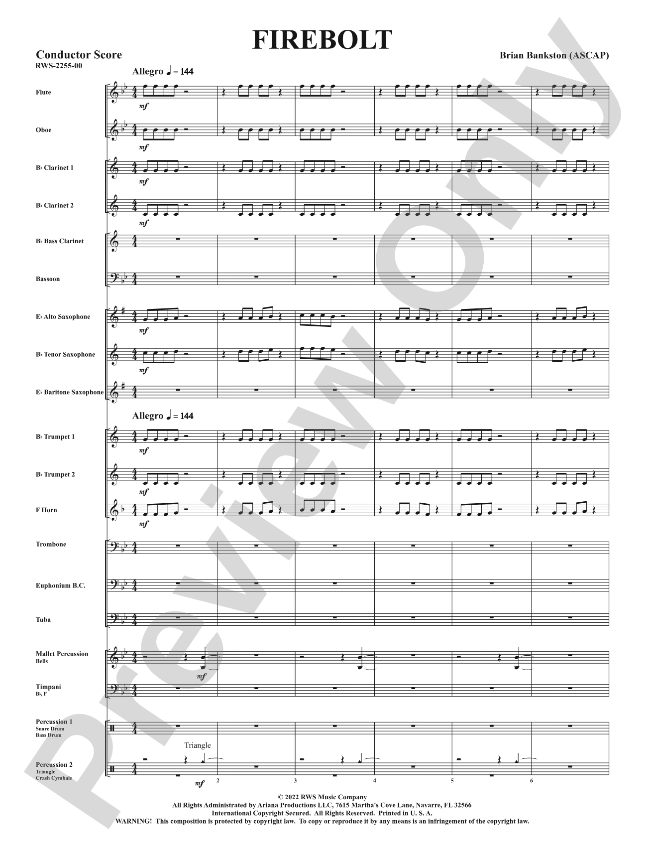 Firebolt: Concert Band Conductor Score & Parts