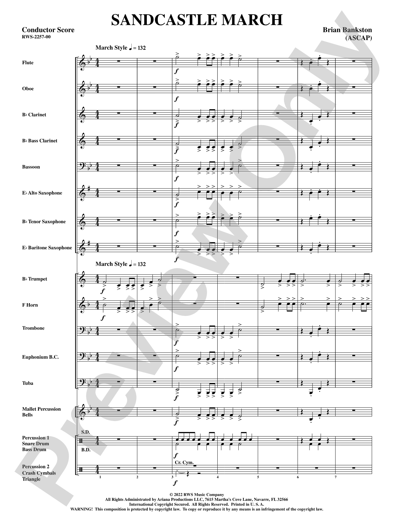 Sandcastle March: Concert Band Conductor Score & Parts