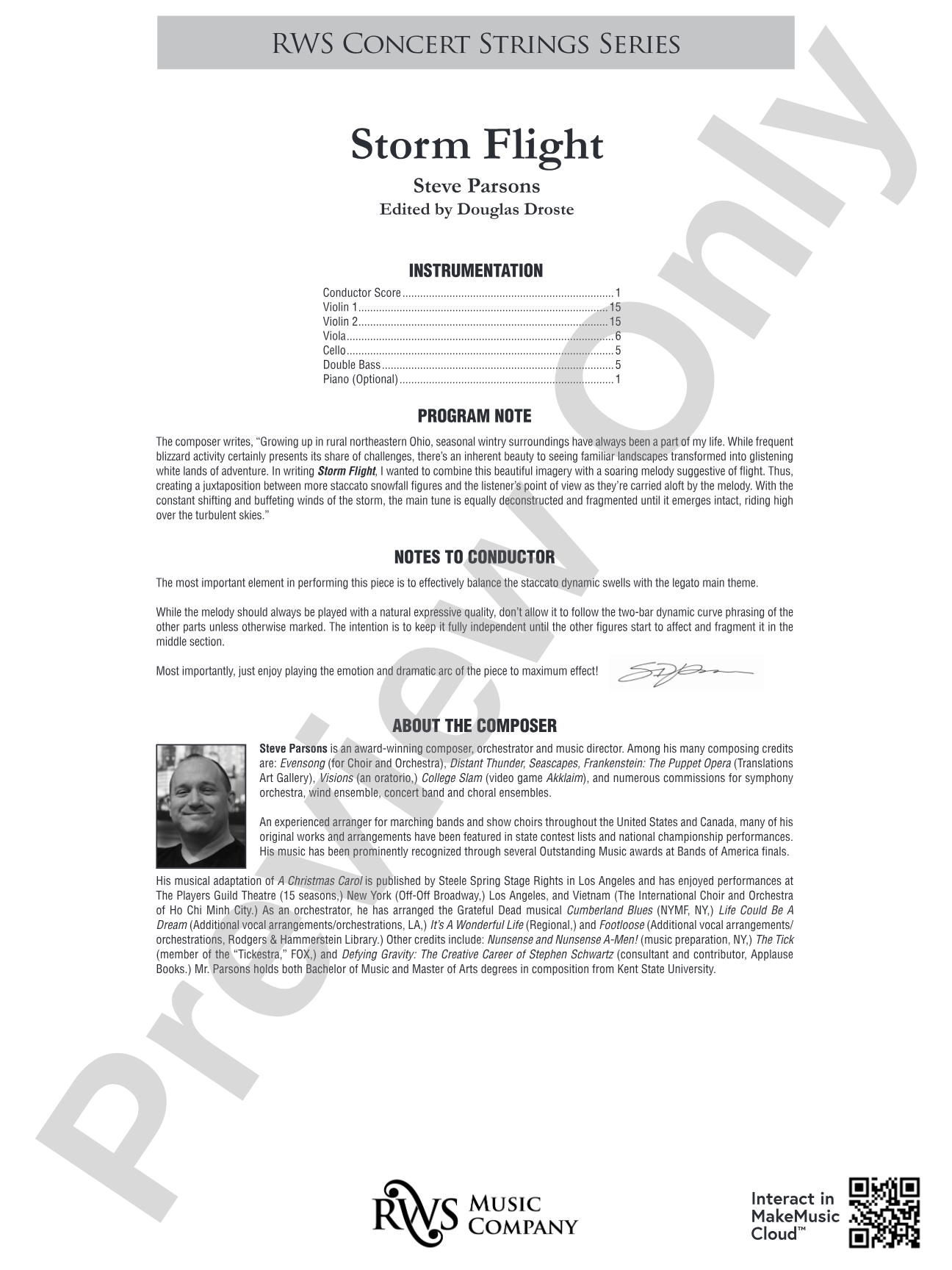 Storm Flight: String Orchestra Conductor Score & Parts