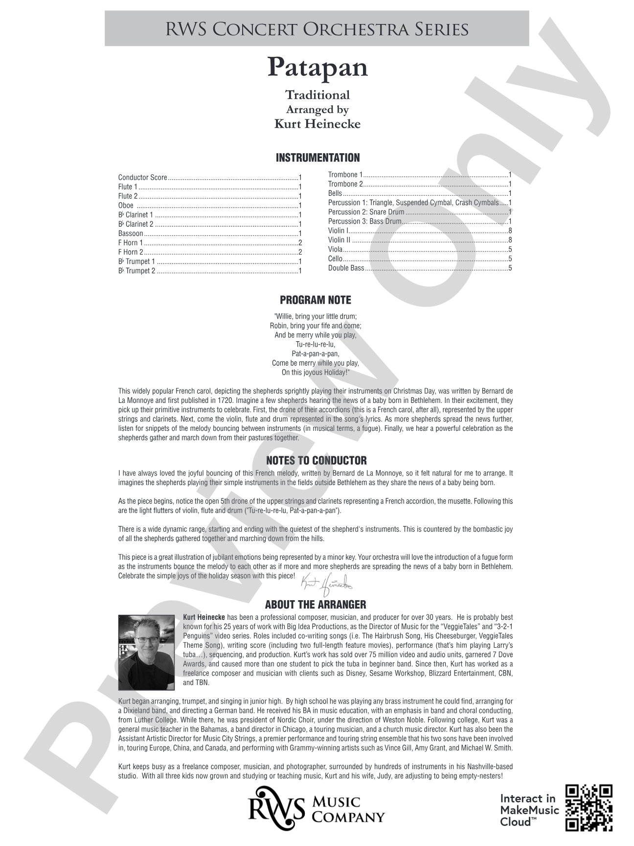 Patapan: Full Orchestra Conductor Score & Parts