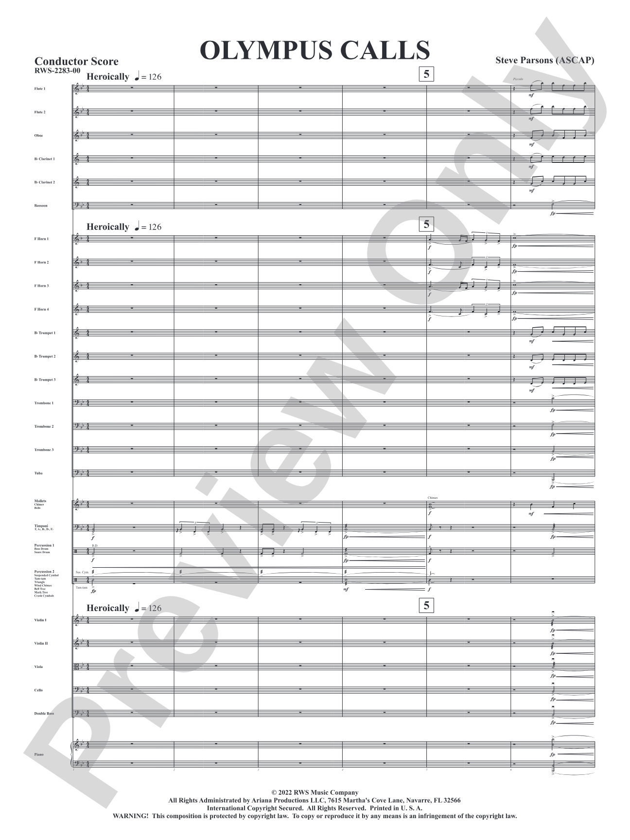 Olympus Calls: Full Orchestra Conductor Score & Parts