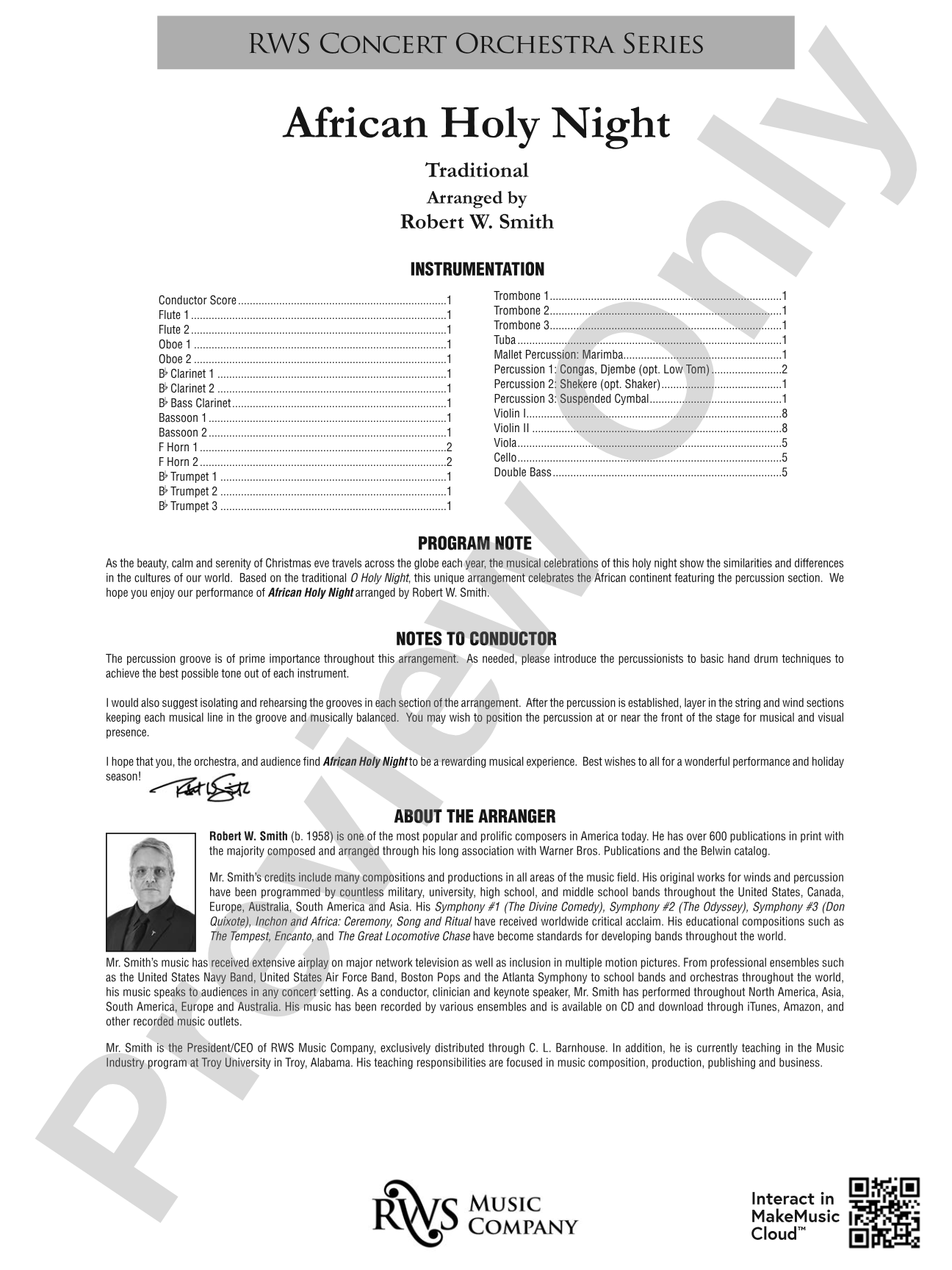 African Holy Night: Full Orchestra Conductor Score & Parts