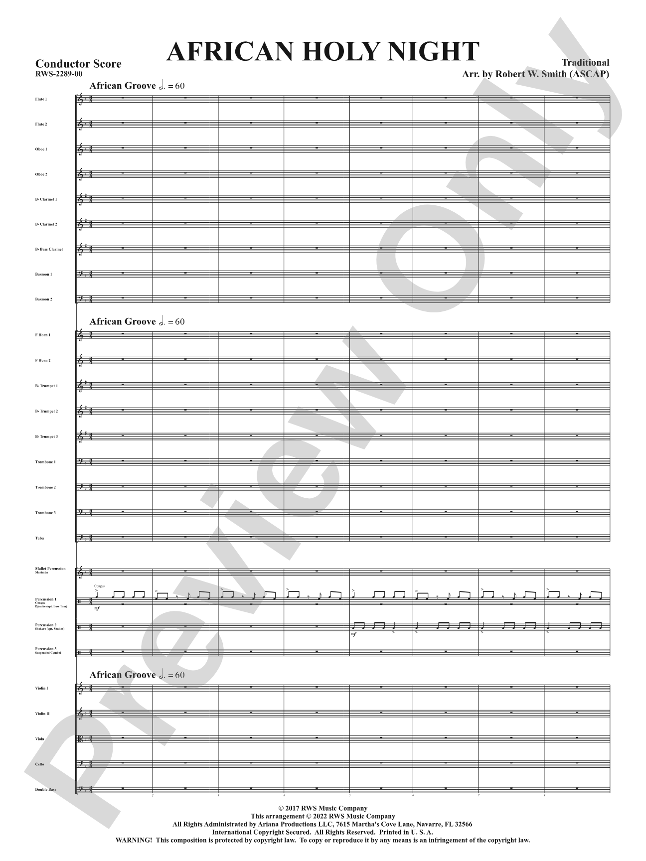 African Holy Night: Full Orchestra Conductor Score & Parts