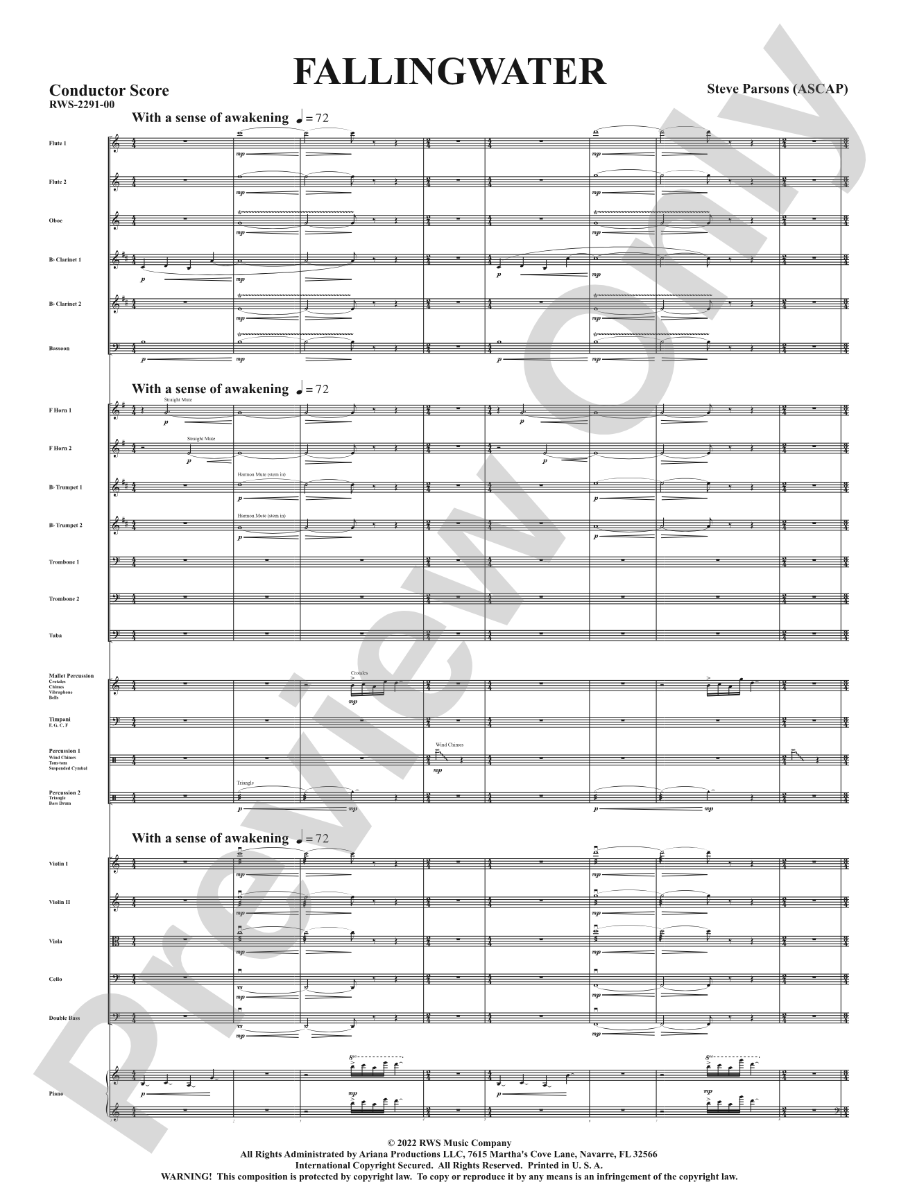 Fallingwater: Full Orchestra Conductor Score & Parts