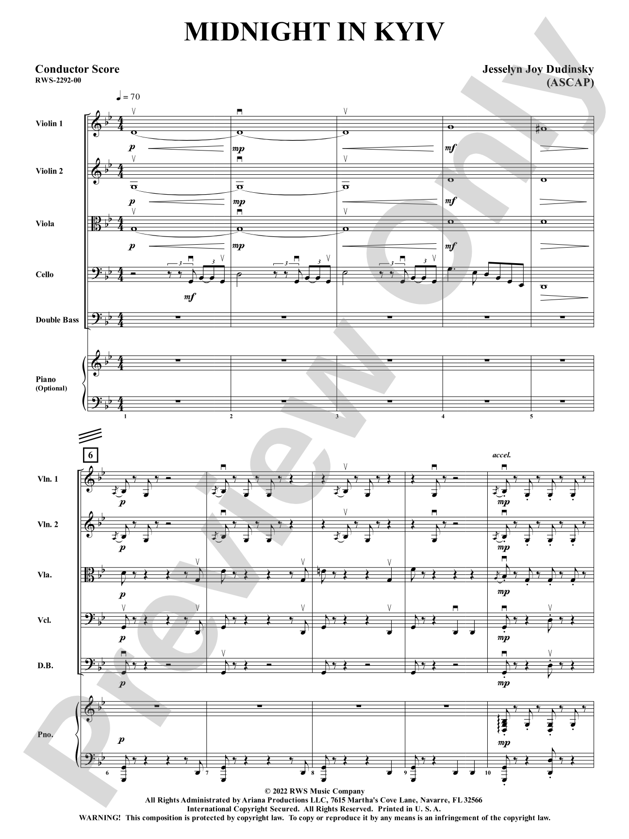Midnight in Kyiv: String Orchestra Conductor Score & Parts
