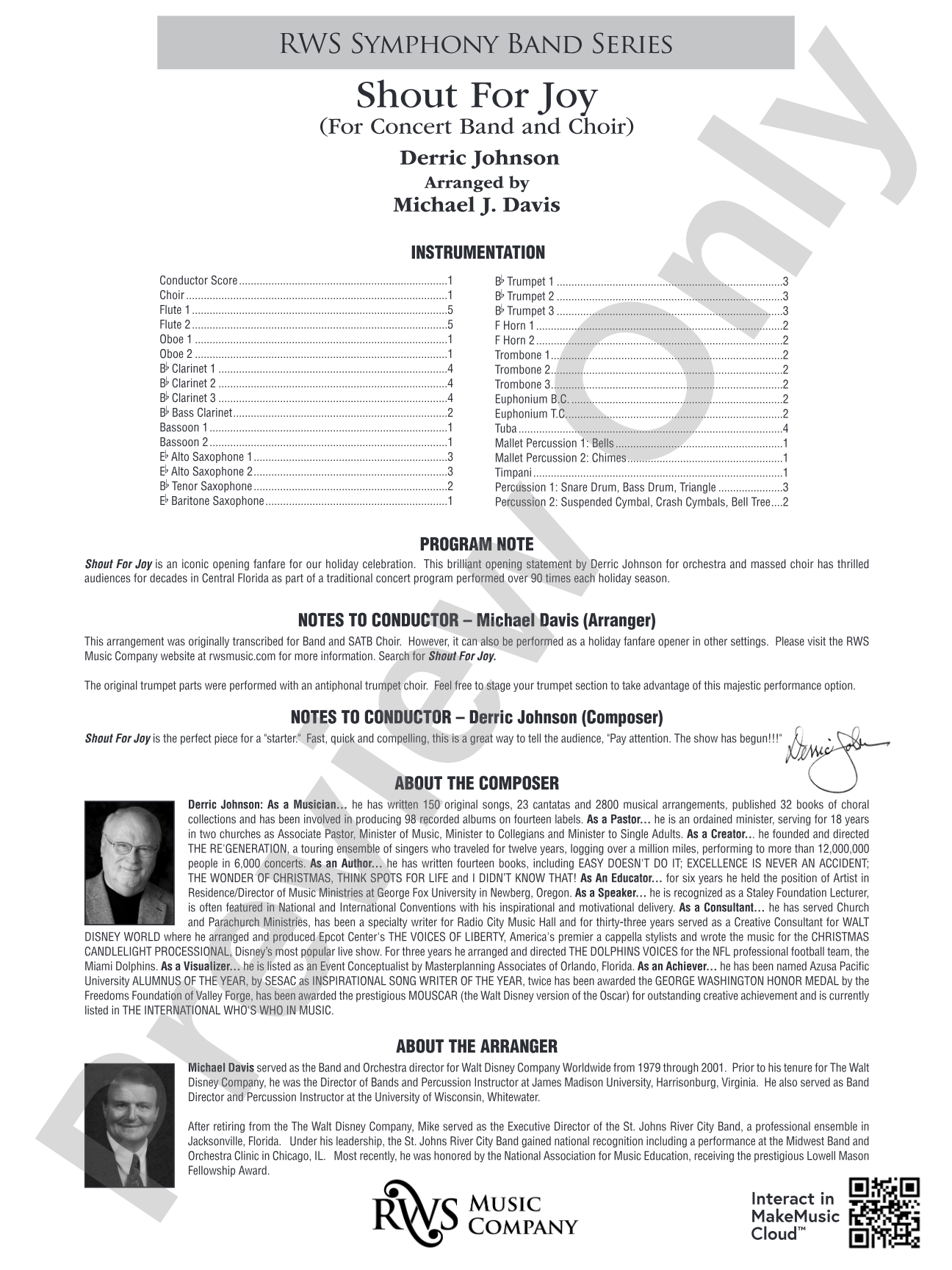 Shout for Joy - For Concert Band and Choir: Concert Band Conductor Score & Parts