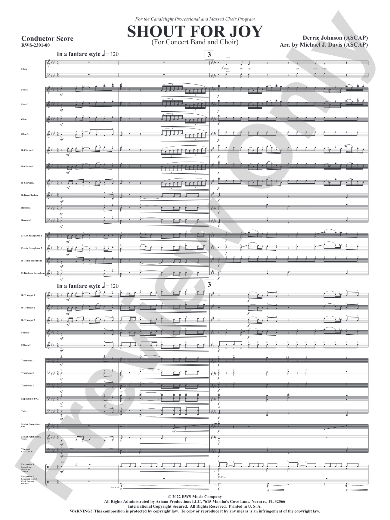 Shout for Joy - For Concert Band and Choir: Concert Band Conductor Score & Parts
