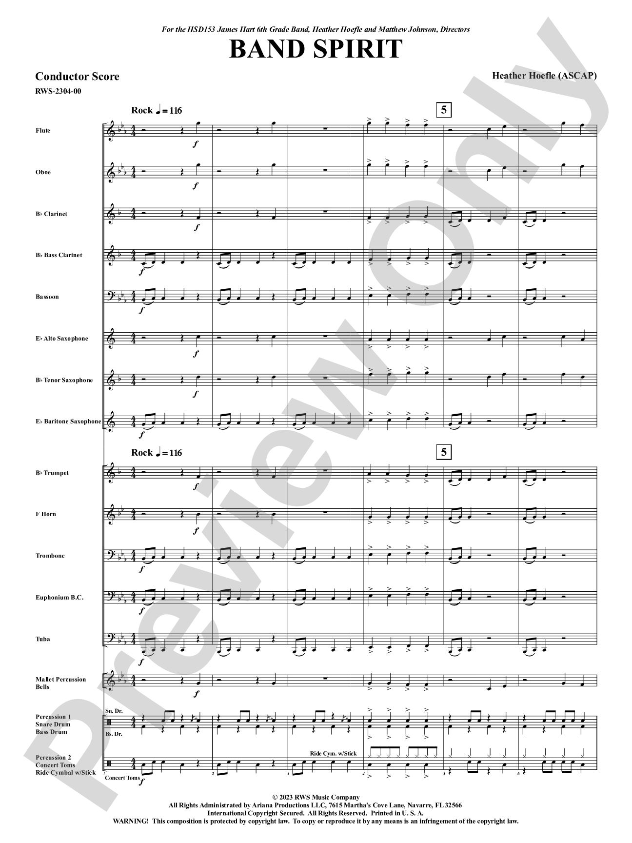 Band Spirit: Concert Band Conductor Score & Parts