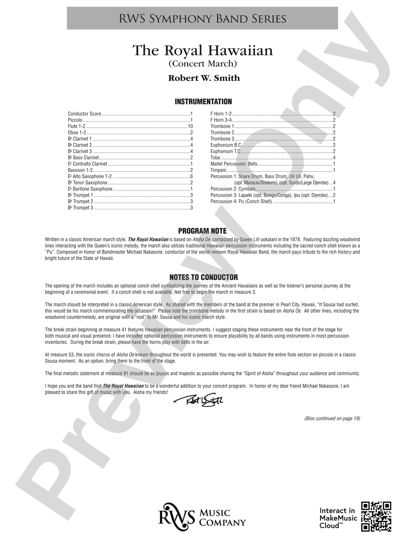 The Royal Hawaiian - Concert March: Concert Band Conductor Score & Parts
