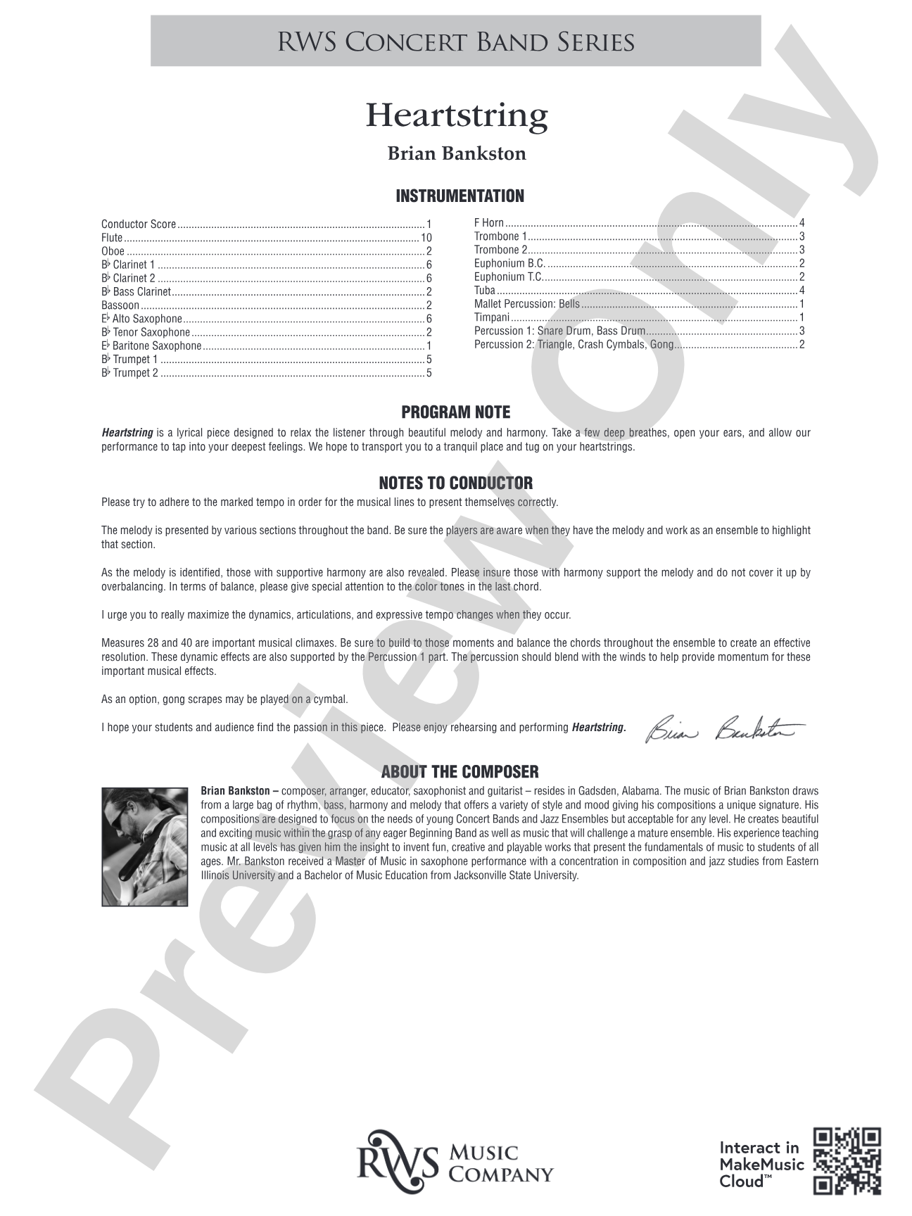 Heartstring: Concert Band Conductor Score & Parts