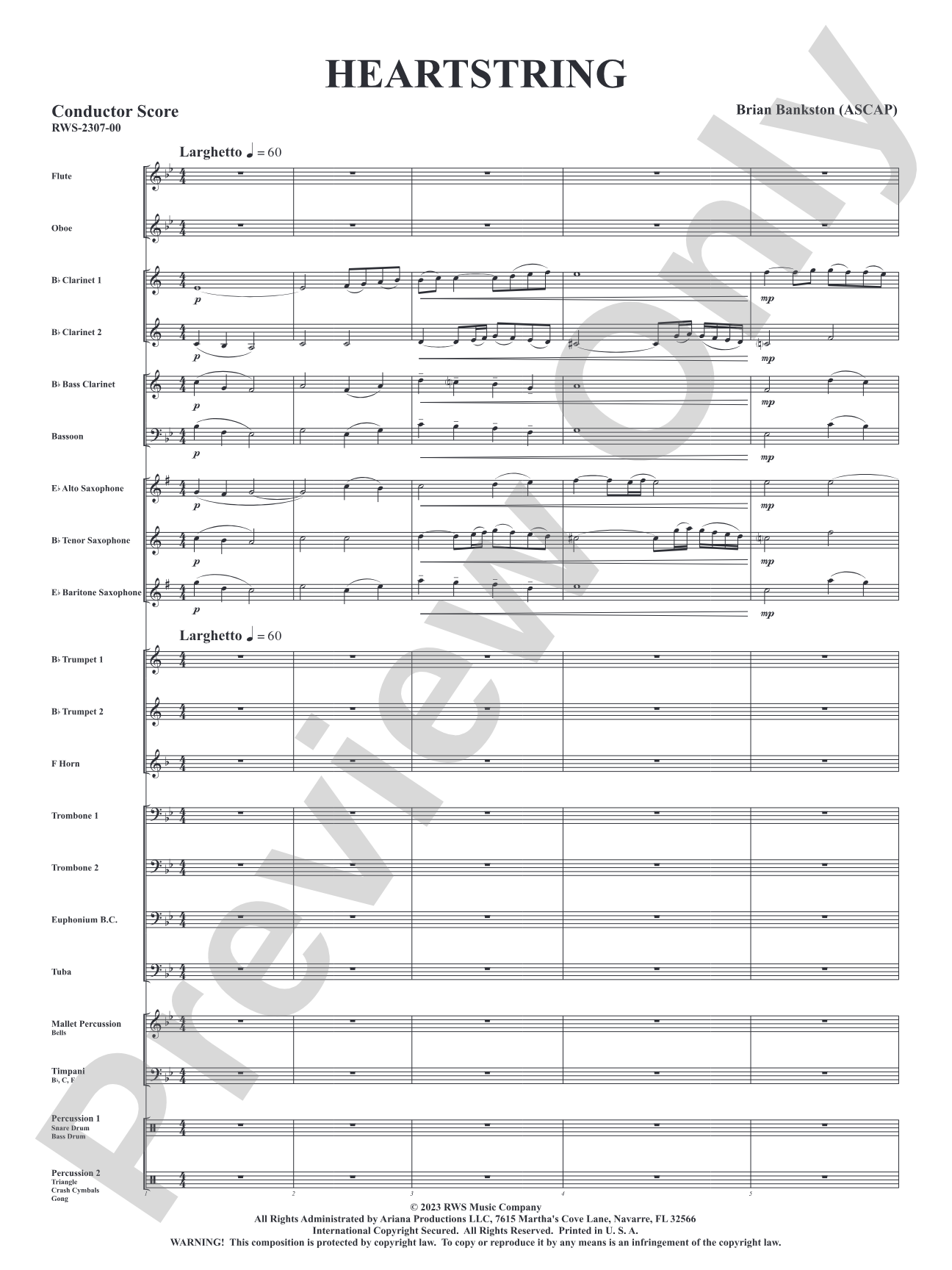 Heartstring: Concert Band Conductor Score & Parts