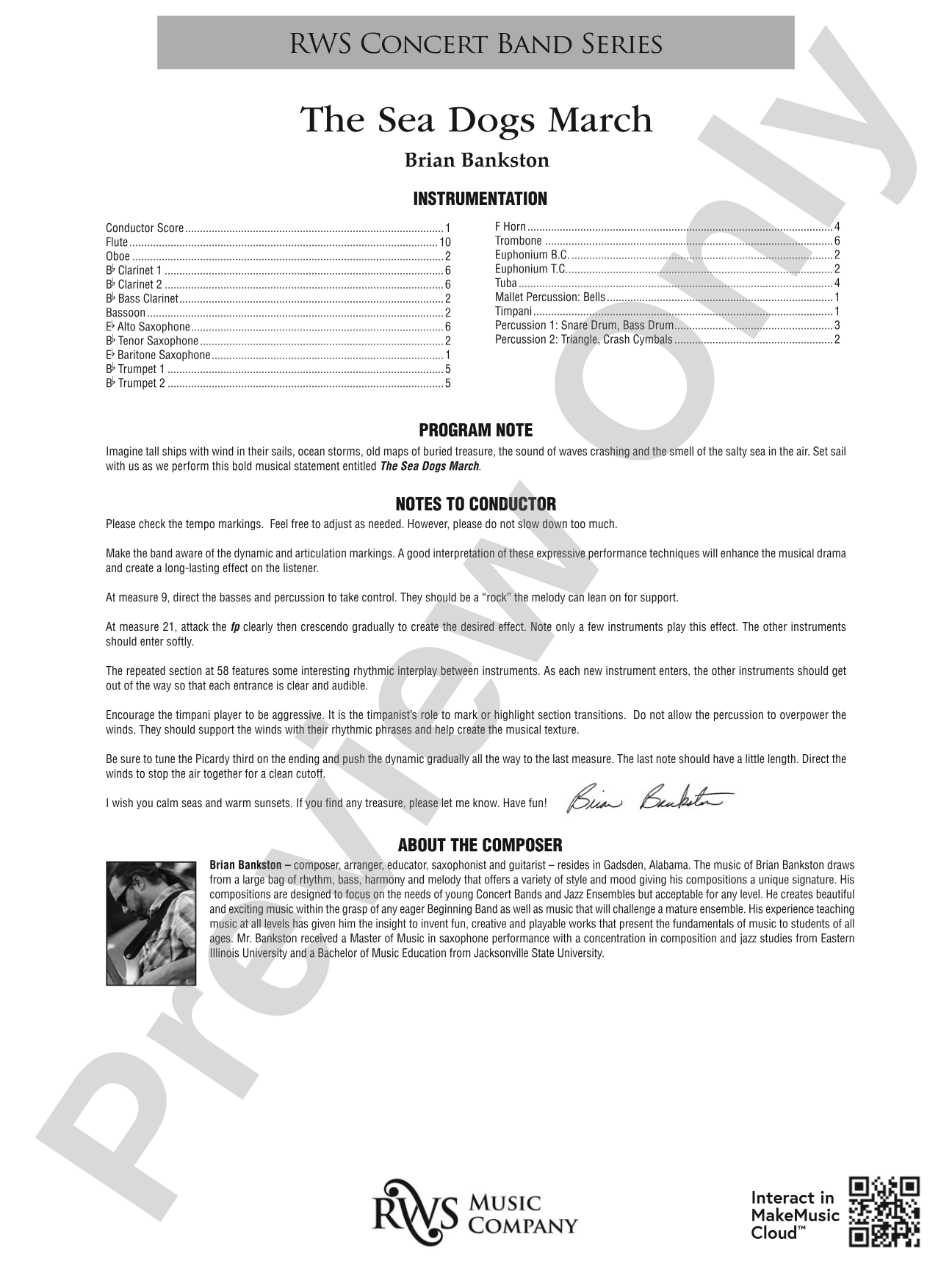 The Sea Dogs March: Concert Band Conductor Score & Parts