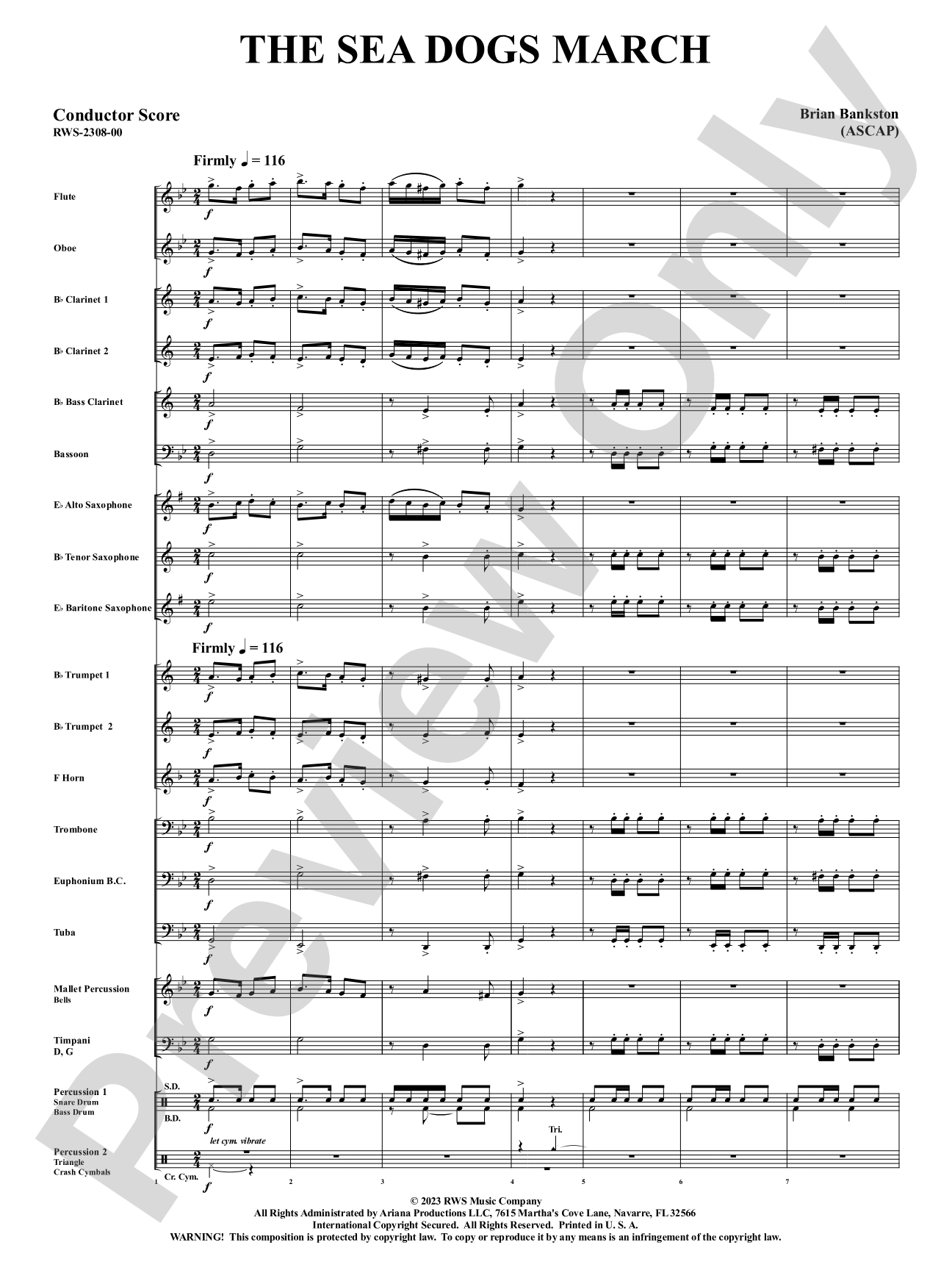 The Sea Dogs March: Concert Band Conductor Score & Parts