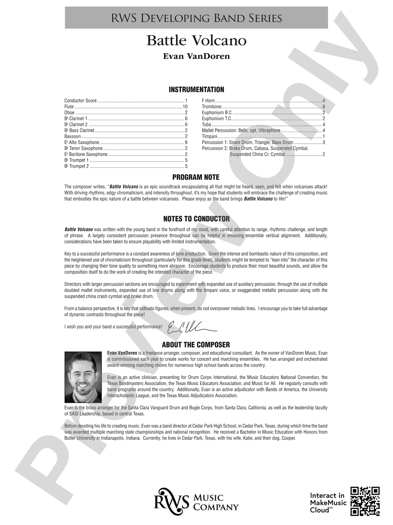 Battle Volcano: Concert Band Conductor Score & Parts