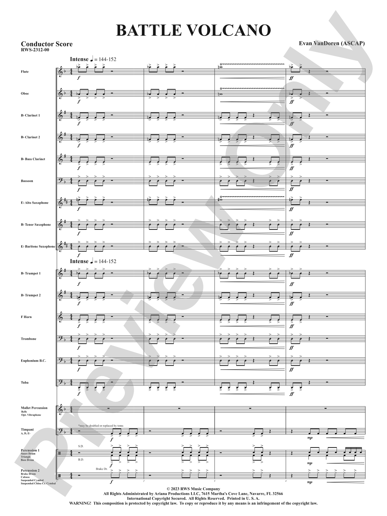 Battle Volcano: Concert Band Conductor Score & Parts