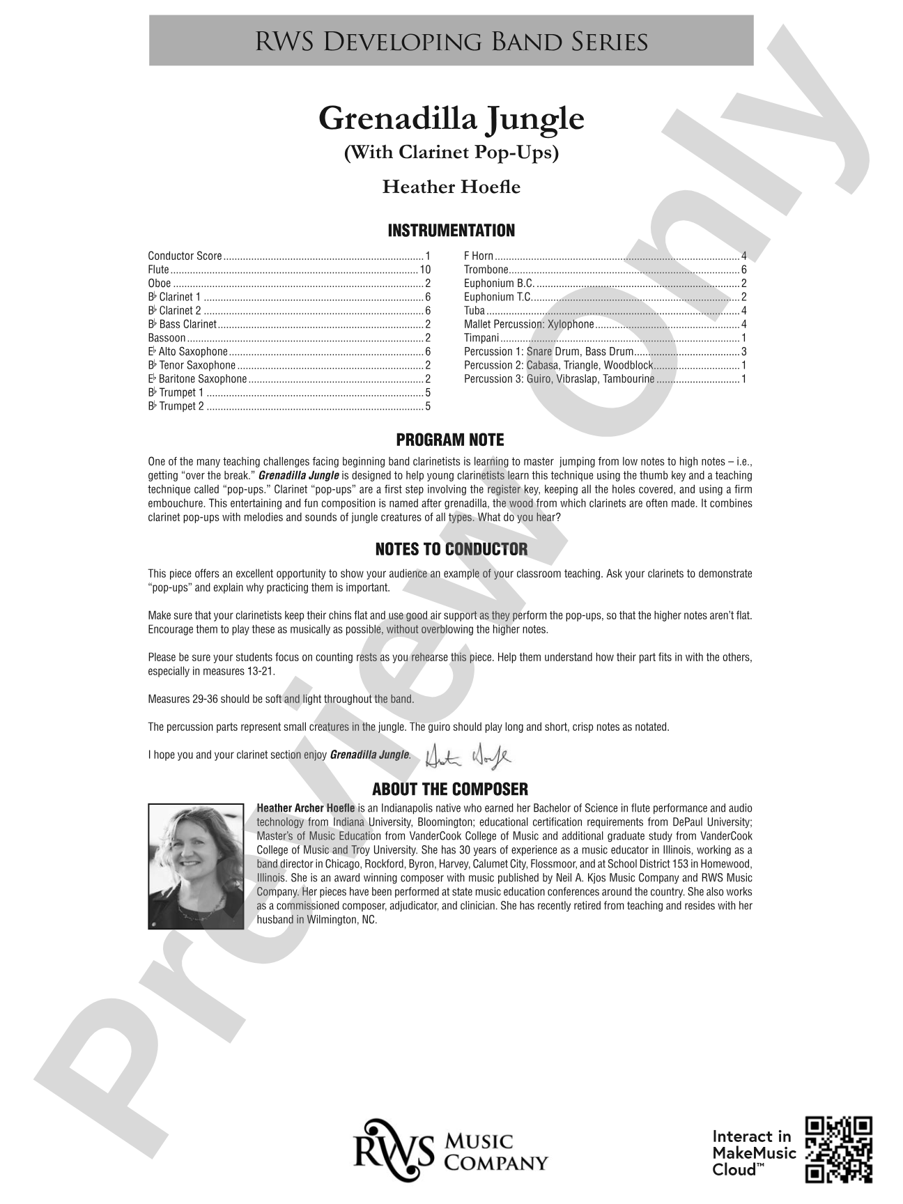 Grenadilla Jungle - With Clarinet Pop-Ups: Concert Band Conductor Score & Parts