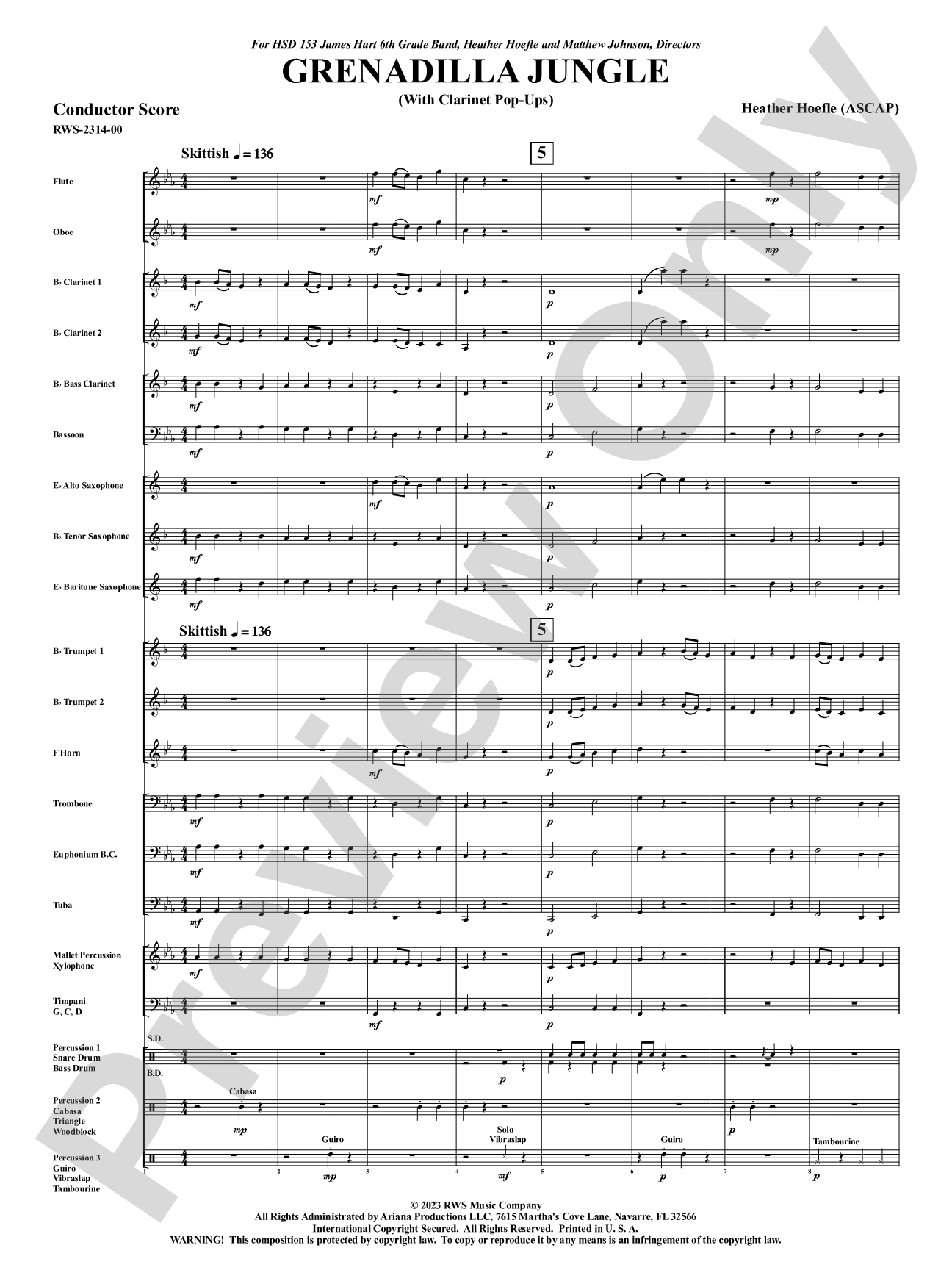 Grenadilla Jungle - With Clarinet Pop-Ups: Concert Band Conductor Score & Parts