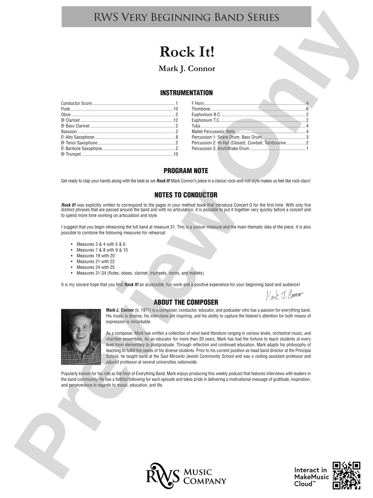 Rock It!: Concert Band Conductor Score & Parts