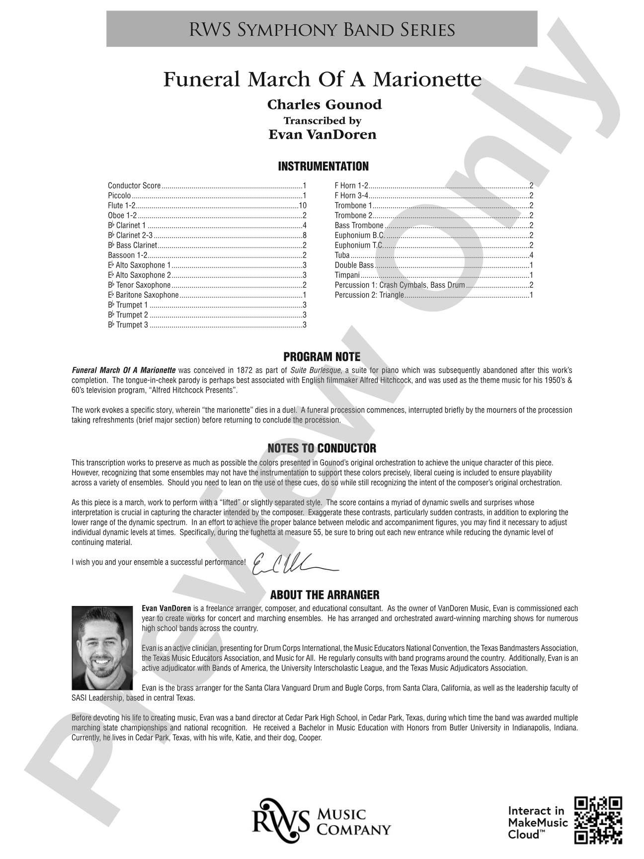 Funeral March of a Marionette: Concert Band Conductor Score & Parts