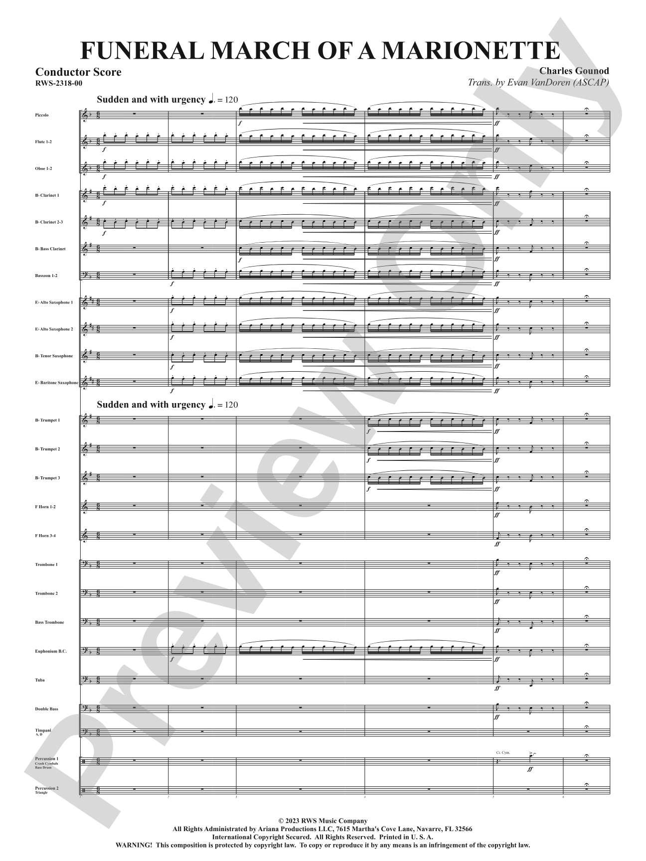 Funeral March of a Marionette: Concert Band Conductor Score & Parts