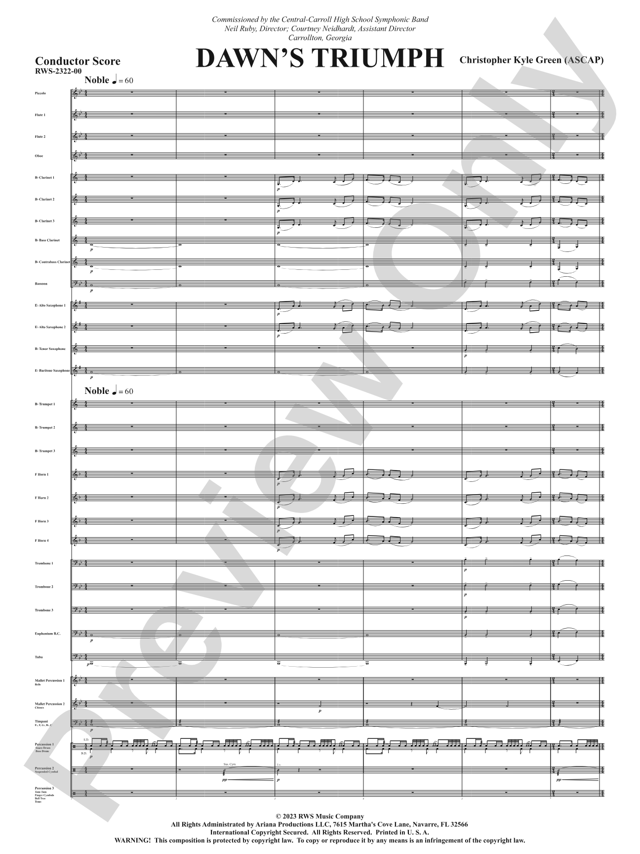 Dawn's Triumph: Concert Band Conductor Score & Parts