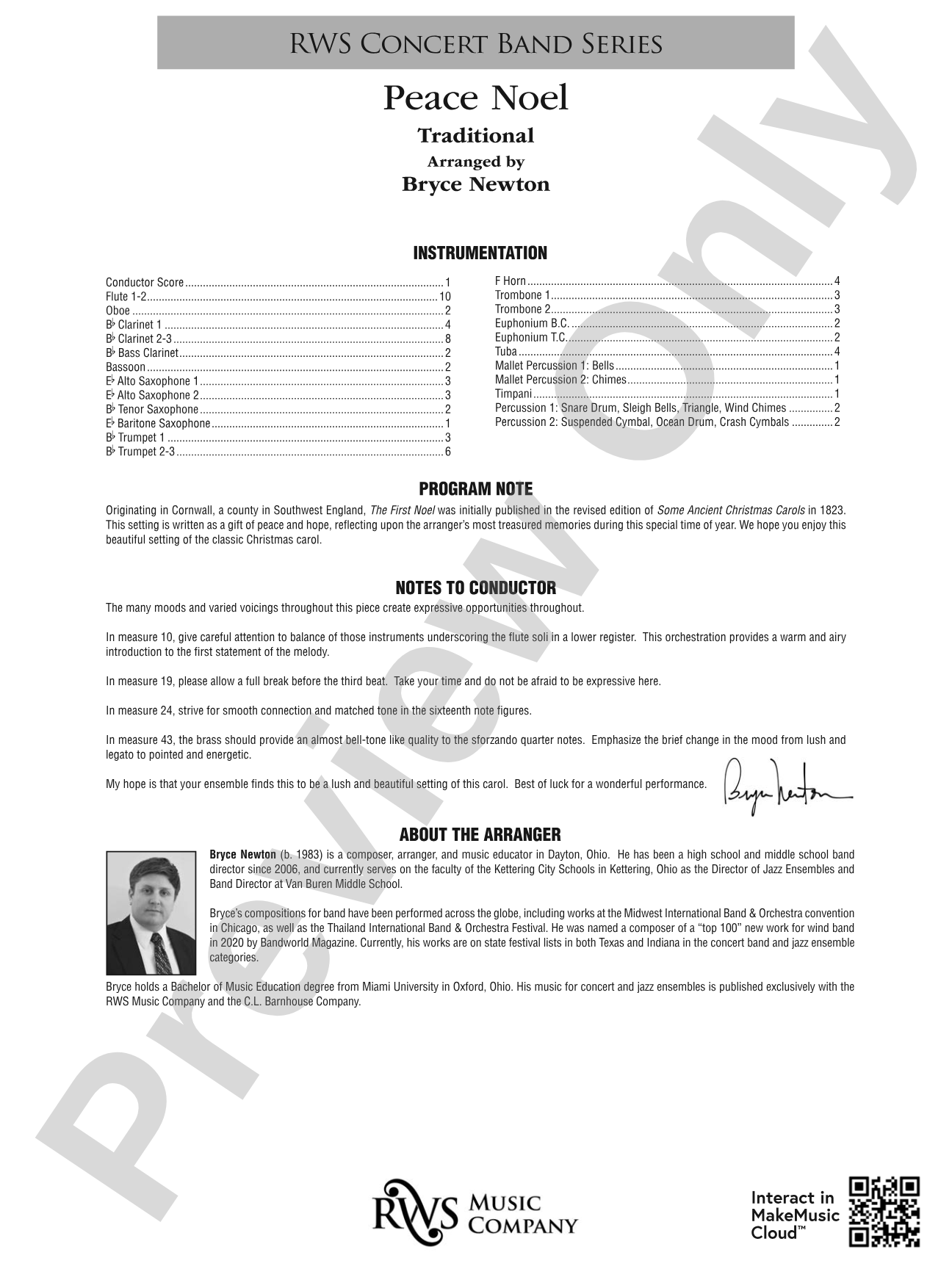 Peace Noel: Concert Band Conductor Score & Parts