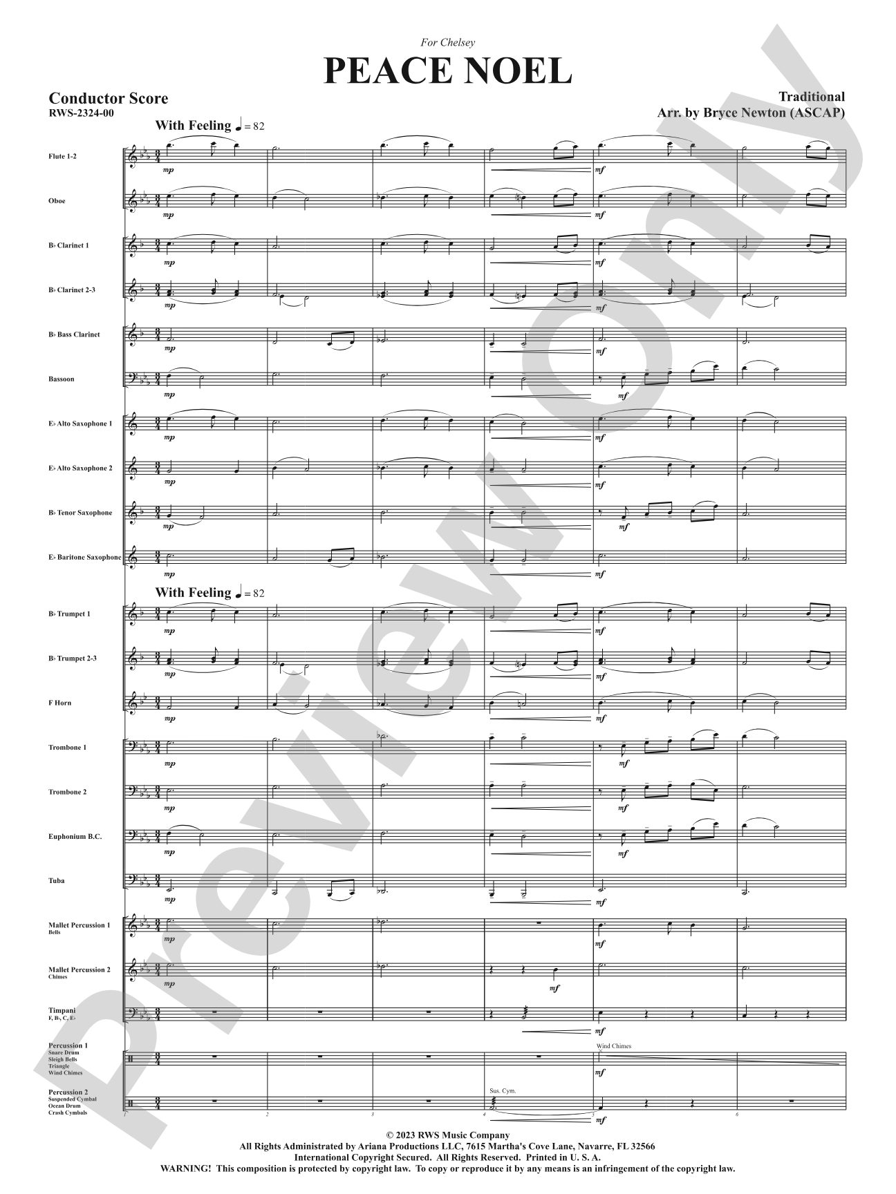 Peace Noel: Concert Band Conductor Score & Parts