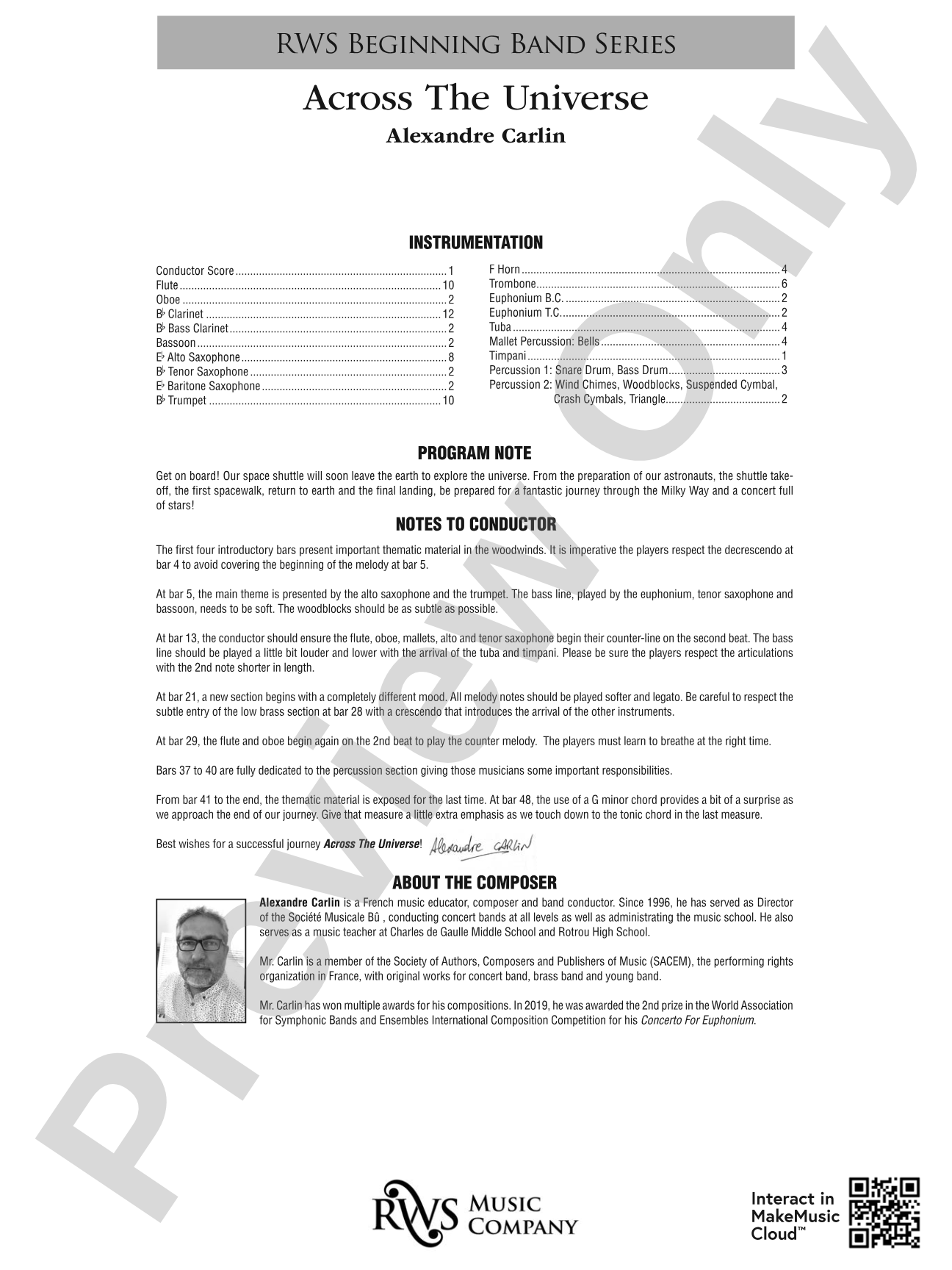 Across the Universe: Concert Band Conductor Score & Parts