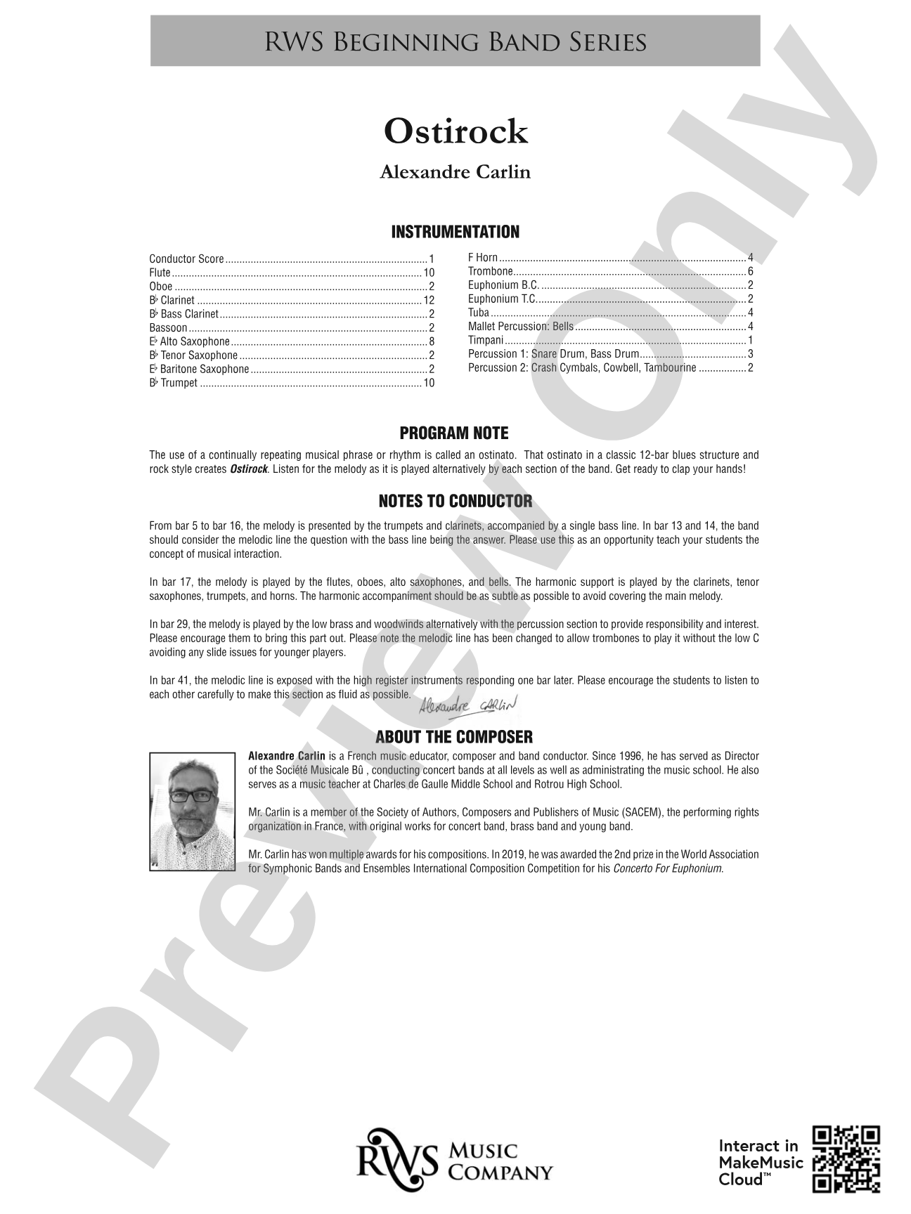 Ostirock: Concert Band Conductor Score & Parts