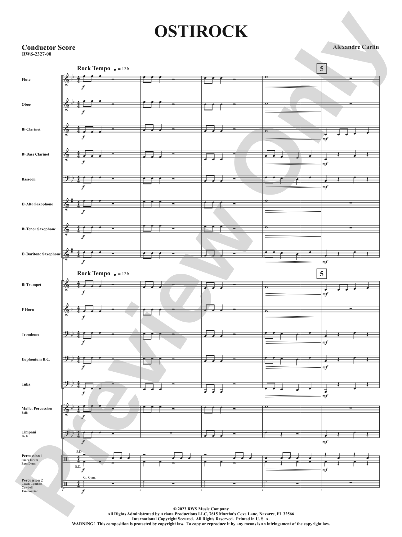 Ostirock: Concert Band Conductor Score & Parts