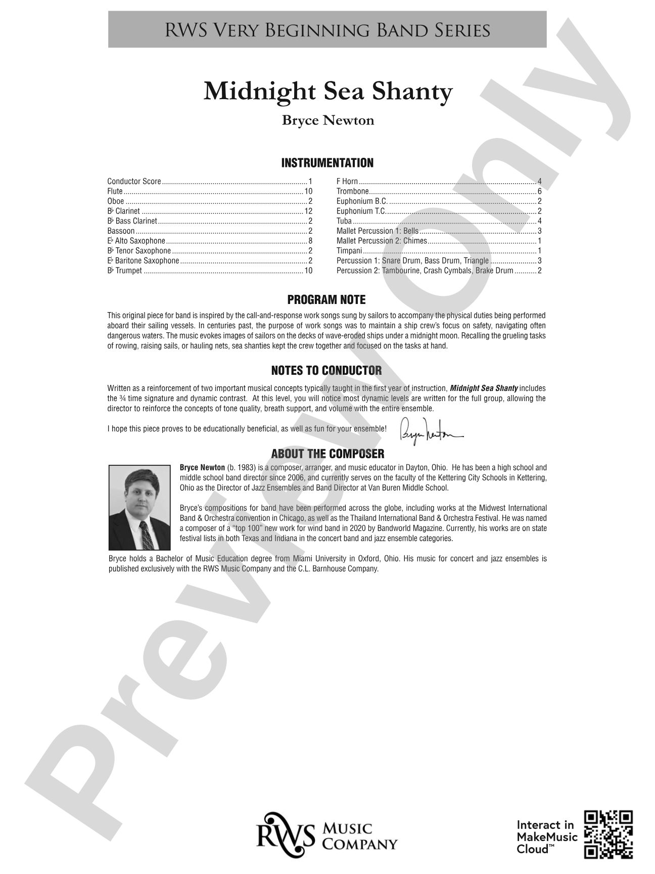 Midnight Sea Shanty: Concert Band Conductor Score & Parts