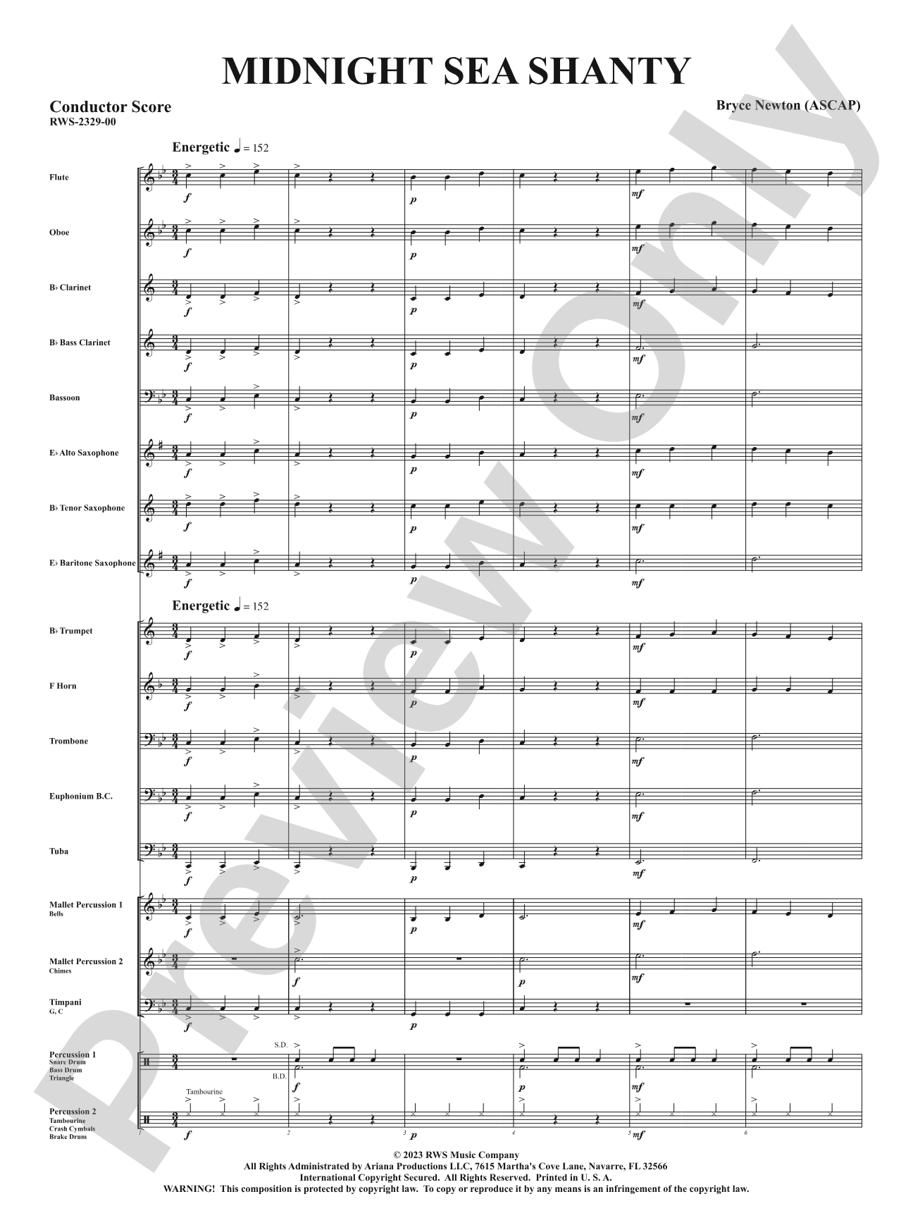 Midnight Sea Shanty: Concert Band Conductor Score & Parts