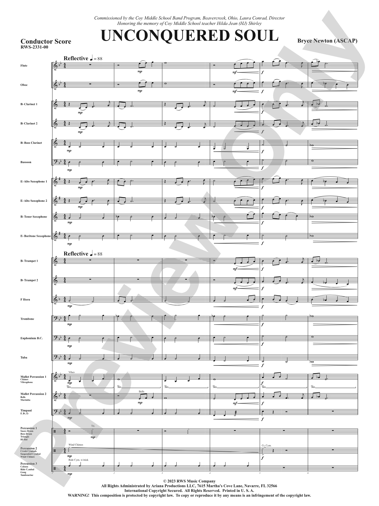 Unconquered Soul: Concert Band Conductor Score & Parts