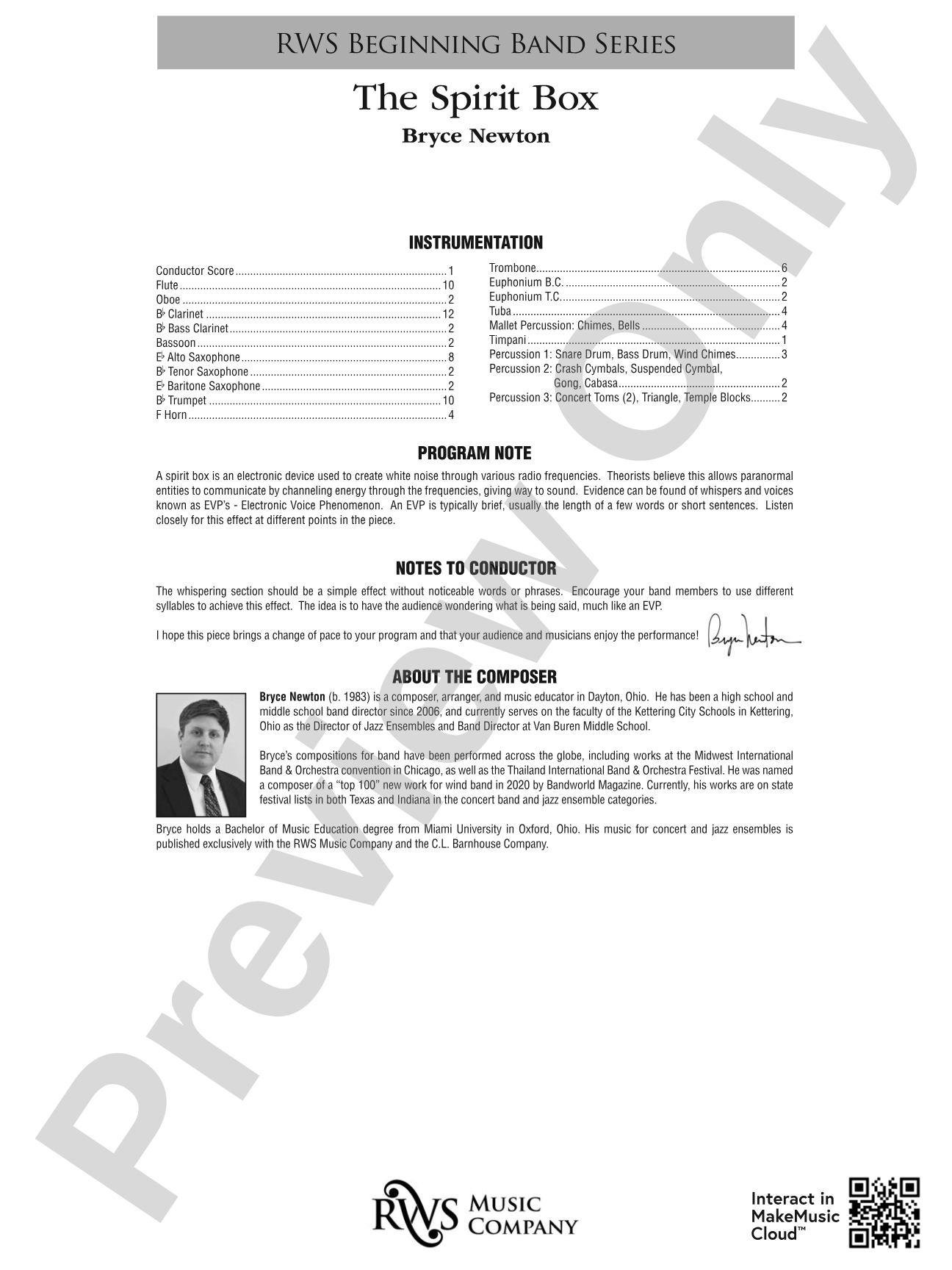 The Spirit Box: Concert Band Conductor Score & Parts