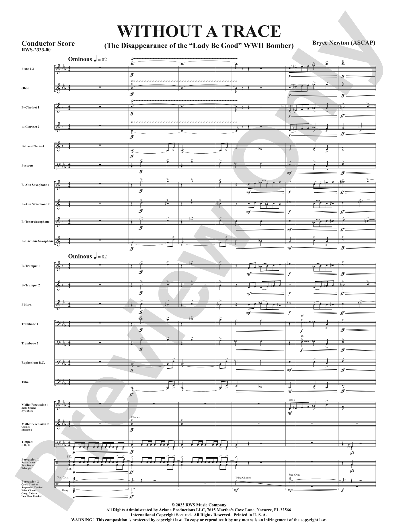 Without a Trace - The Disappearance of the "Lady Be Good" WWII Bomber: Concert Band Conductor Score & Parts